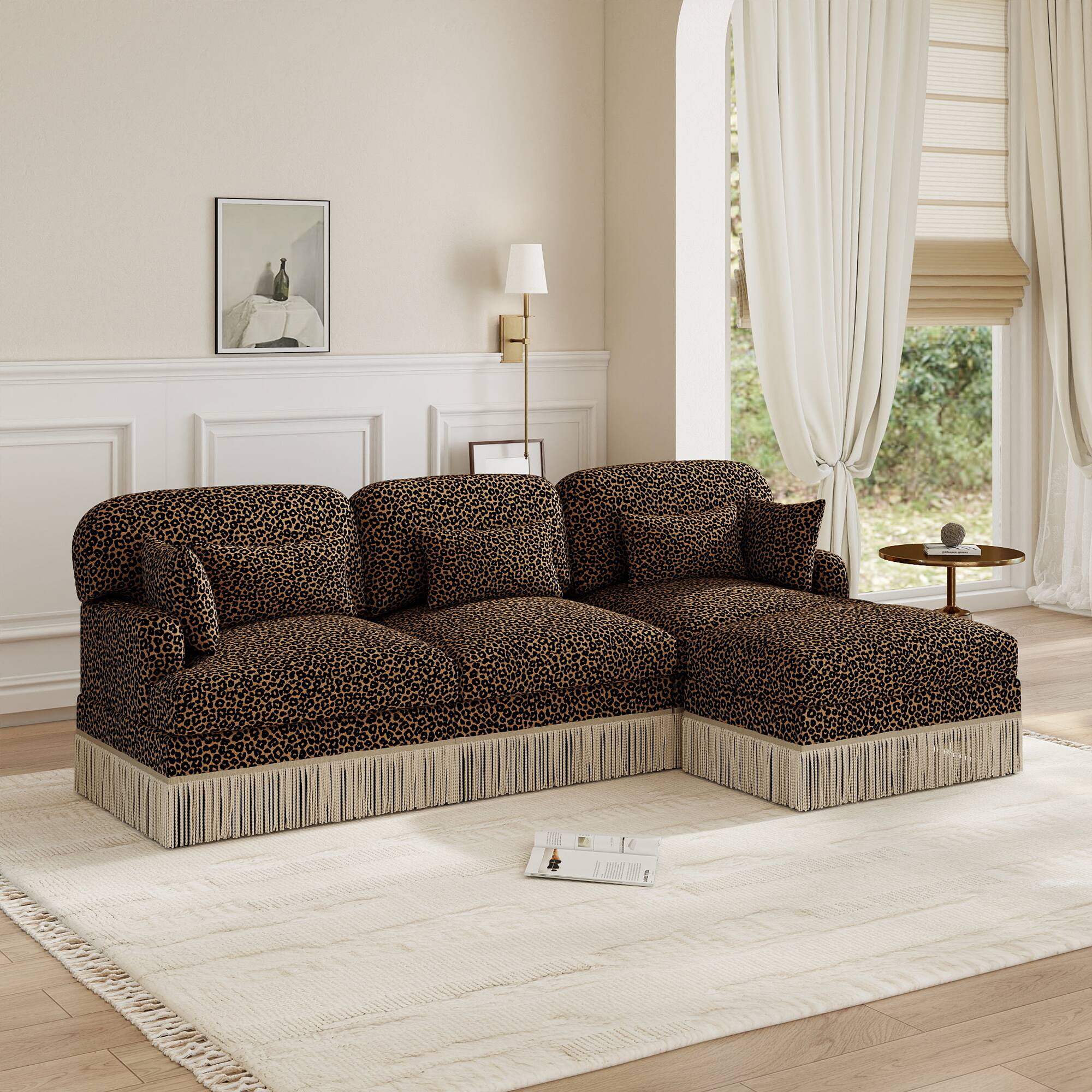 Anysun Modern Fashion Style L Shaped Chenille Leopard Print Sofa with ...