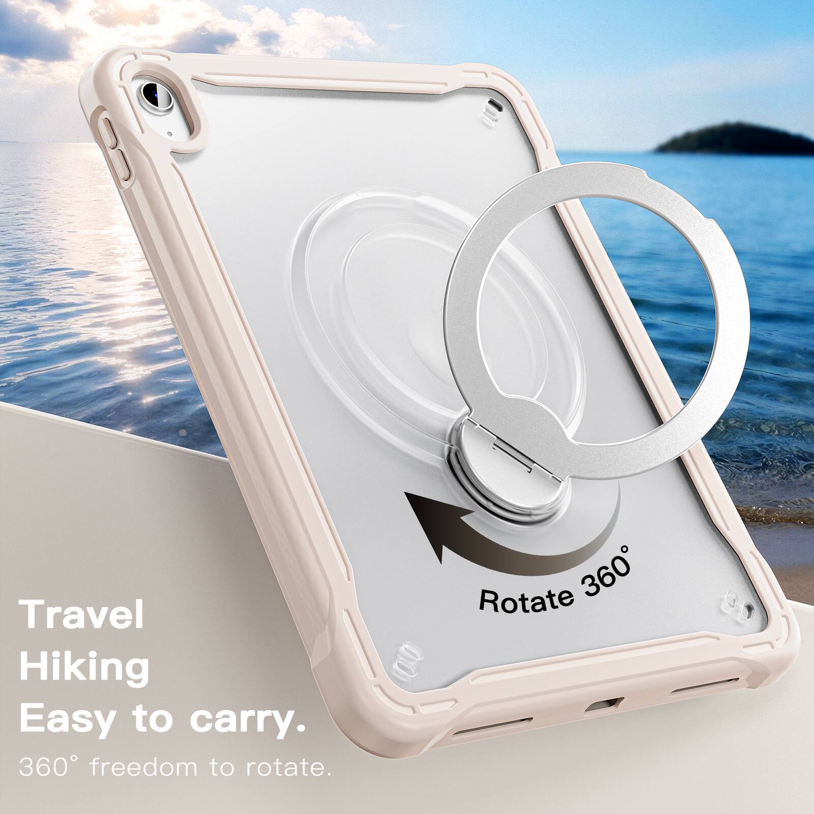 Travel Hiking Easy to carry.  
360° freedom to rotate.  
Rotate 360°
