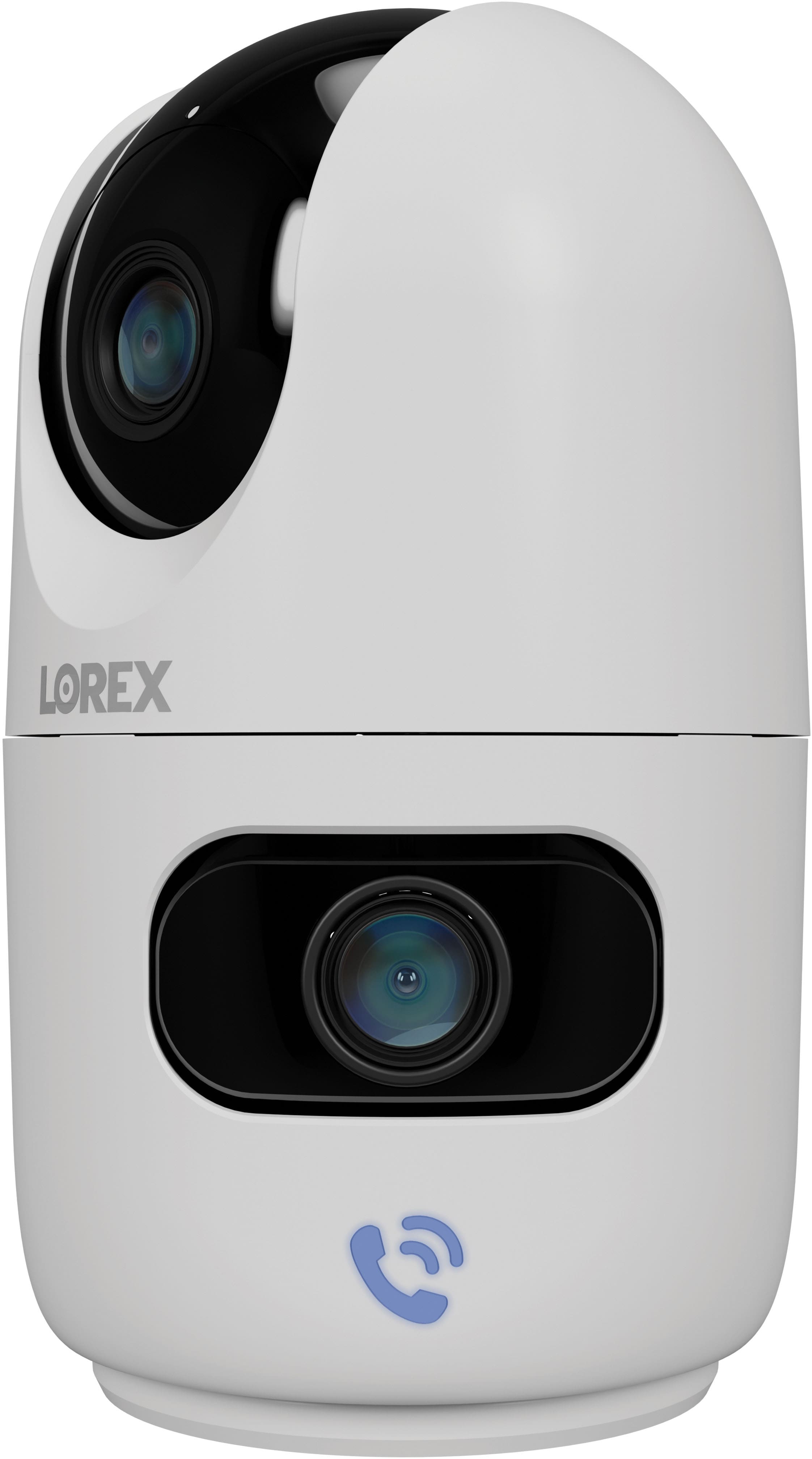 Back. Lorex - 2K Dual-Lens Indoor Pan-Tilt Wireless Camera - White.