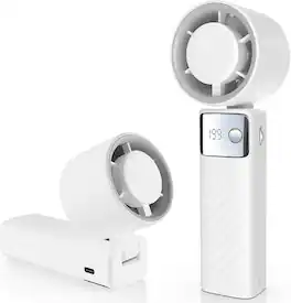 BEARSOLIM - Portable Handheld Turbo Fan - Foldable Mini Fan with Air Turbo Tech, 1-199 Speed Adjustment, 20H Runtime, LED Display - White