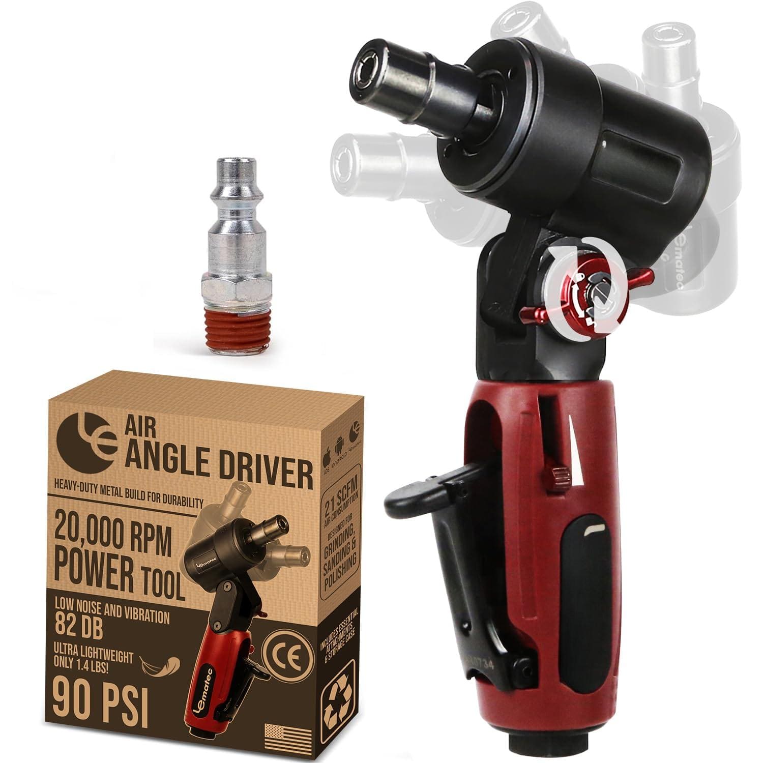 JETRANSPORT - Right Angle With Adjustable Head - High-speed 20 000 Rpm Pneumatic For Automotive Detailing Grinding Deburring - Flexible Head