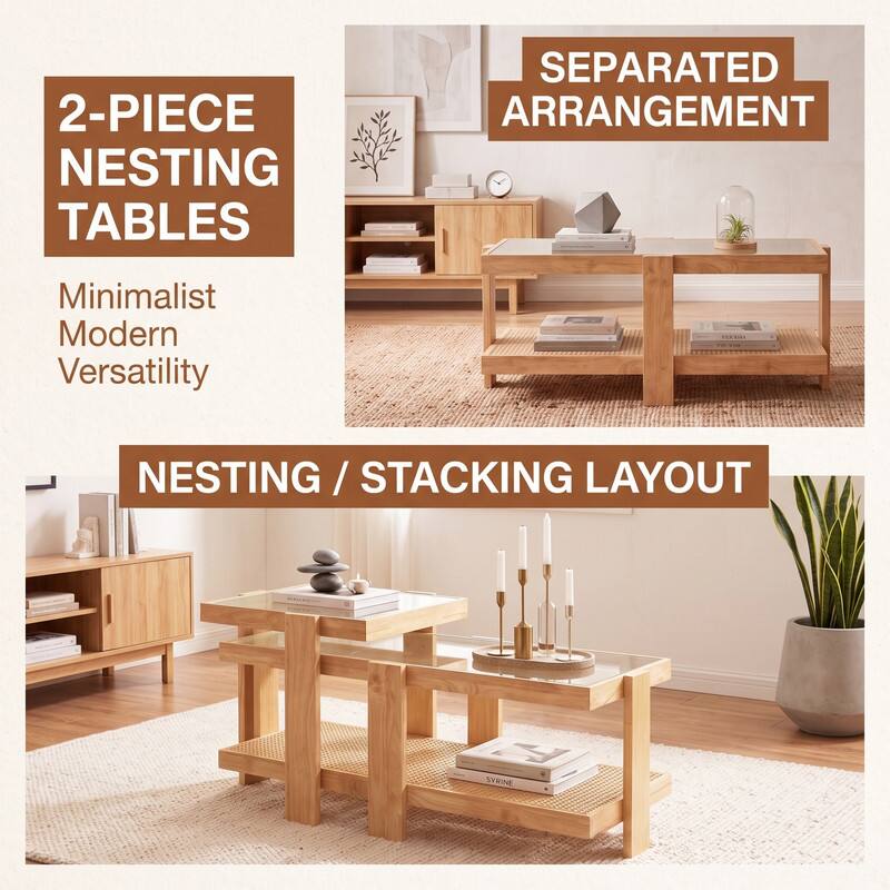 2-PIECE NESTING TABLES

Minimalist Modern Versatility

SEPARATED ARRANGEMENT

NESTING / STACKING LAYOUT