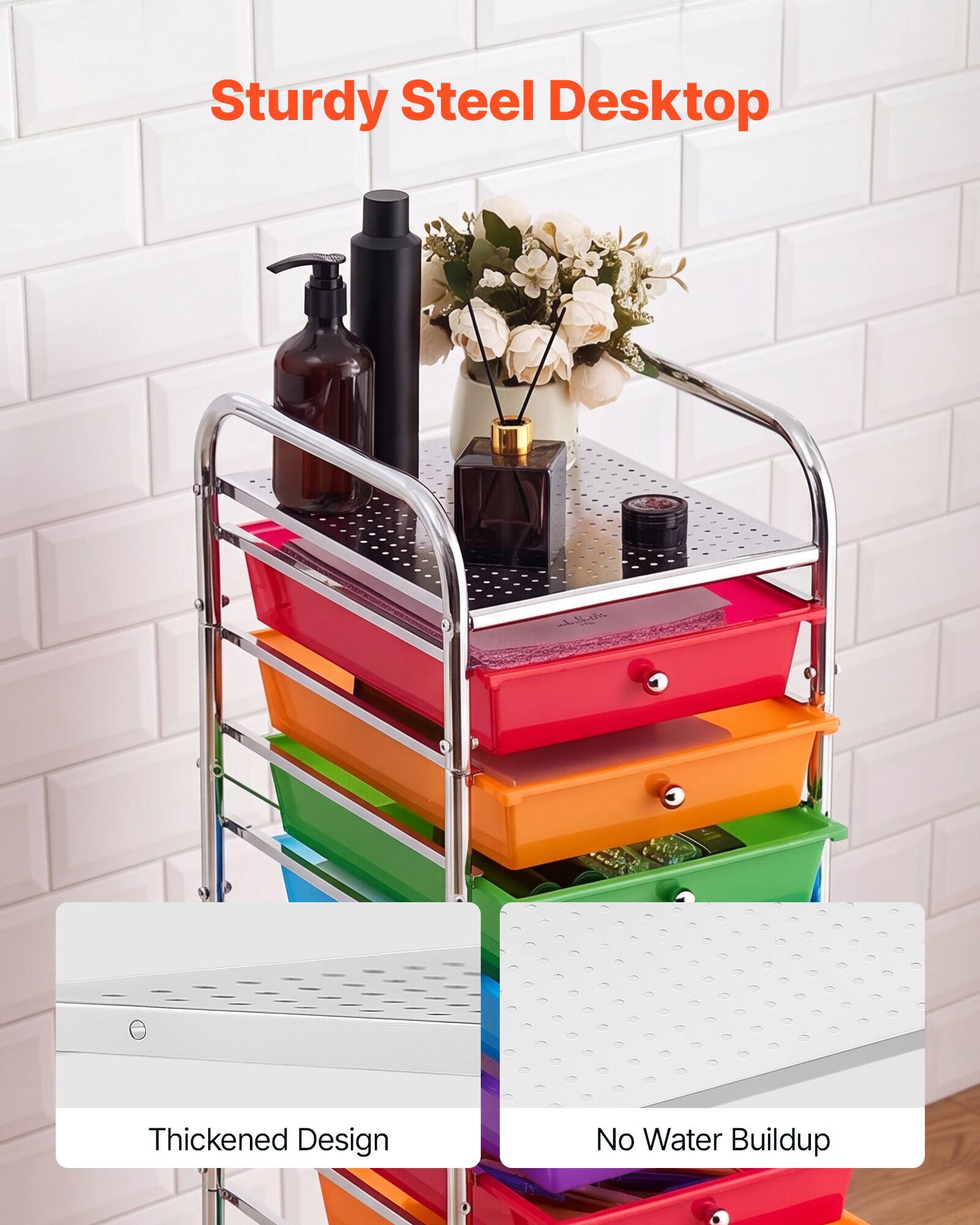 Sturdy Steel Desktop  
Thickened Design  
No Water Buildup
