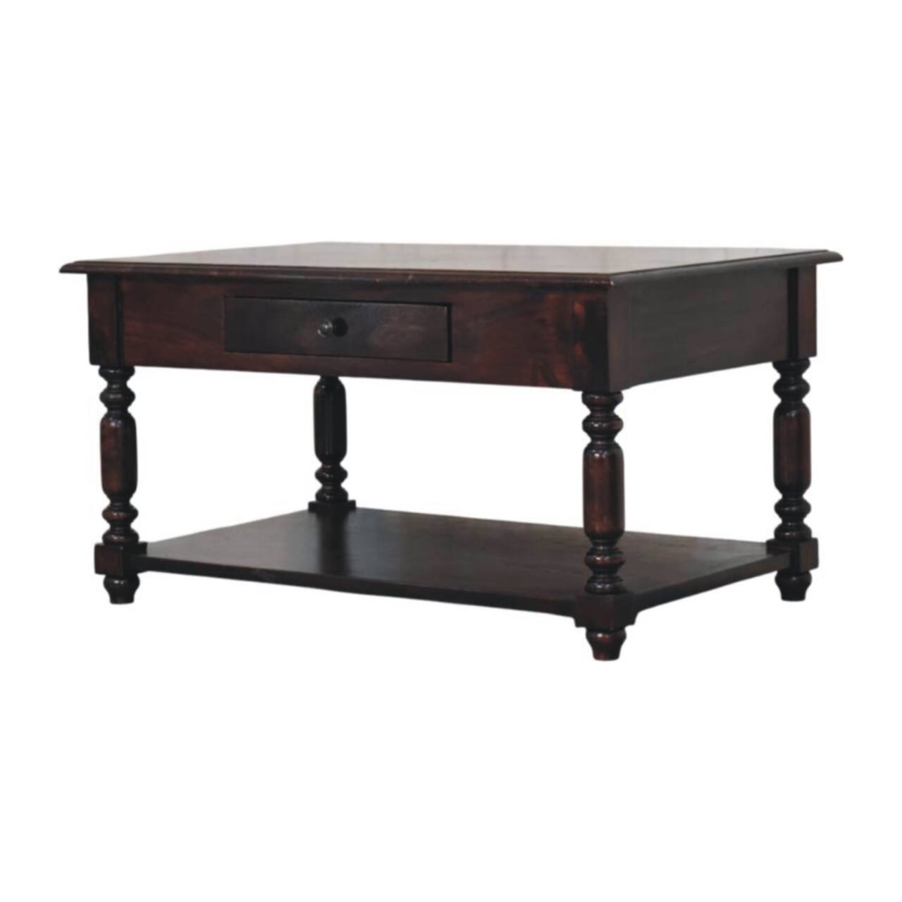 Angle. Artisan Furniture - Turned Legs Cherry Console Table - Brown.