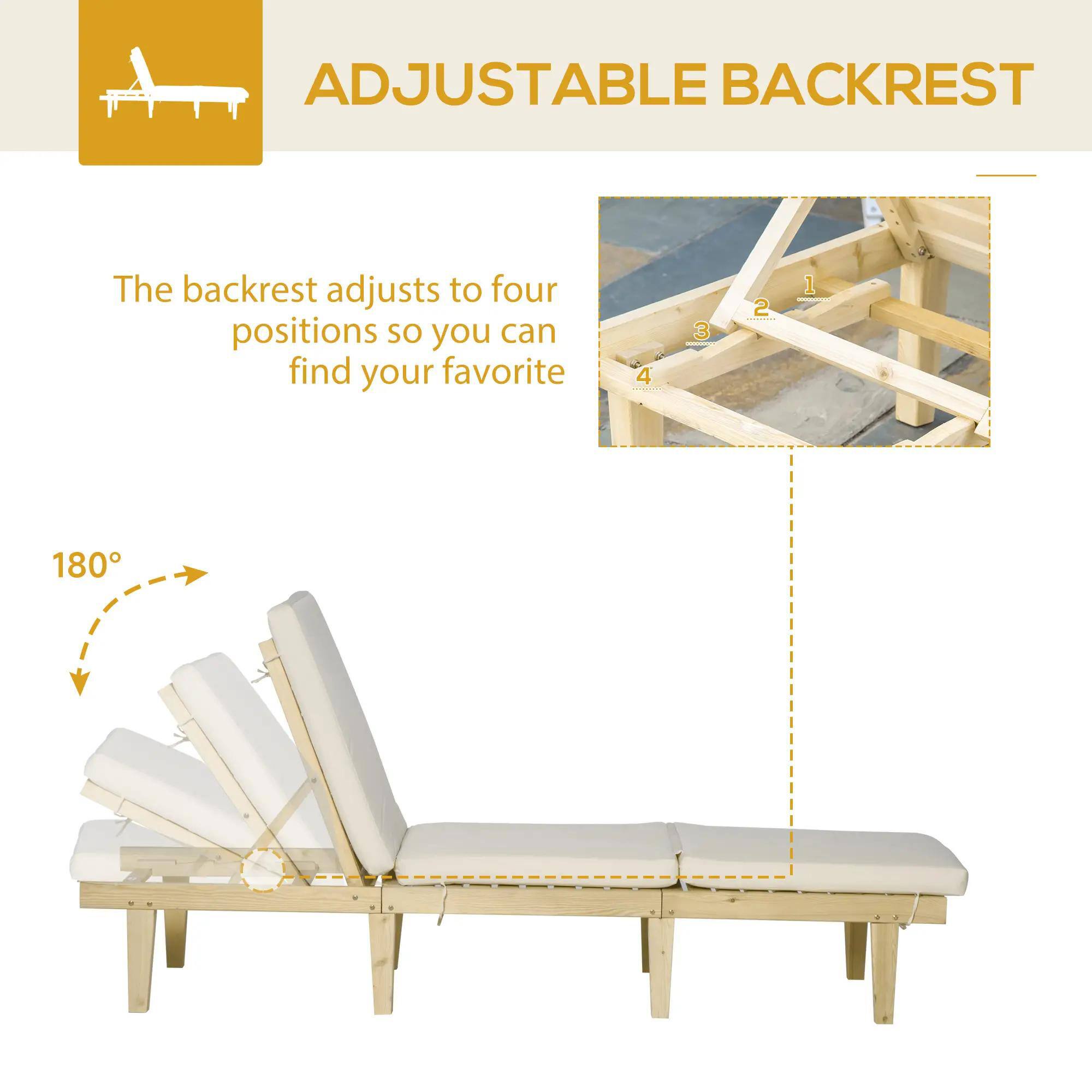 ADJUSTABLE BACKREST

The backrest adjusts to four positions so you can find your favorite

180°