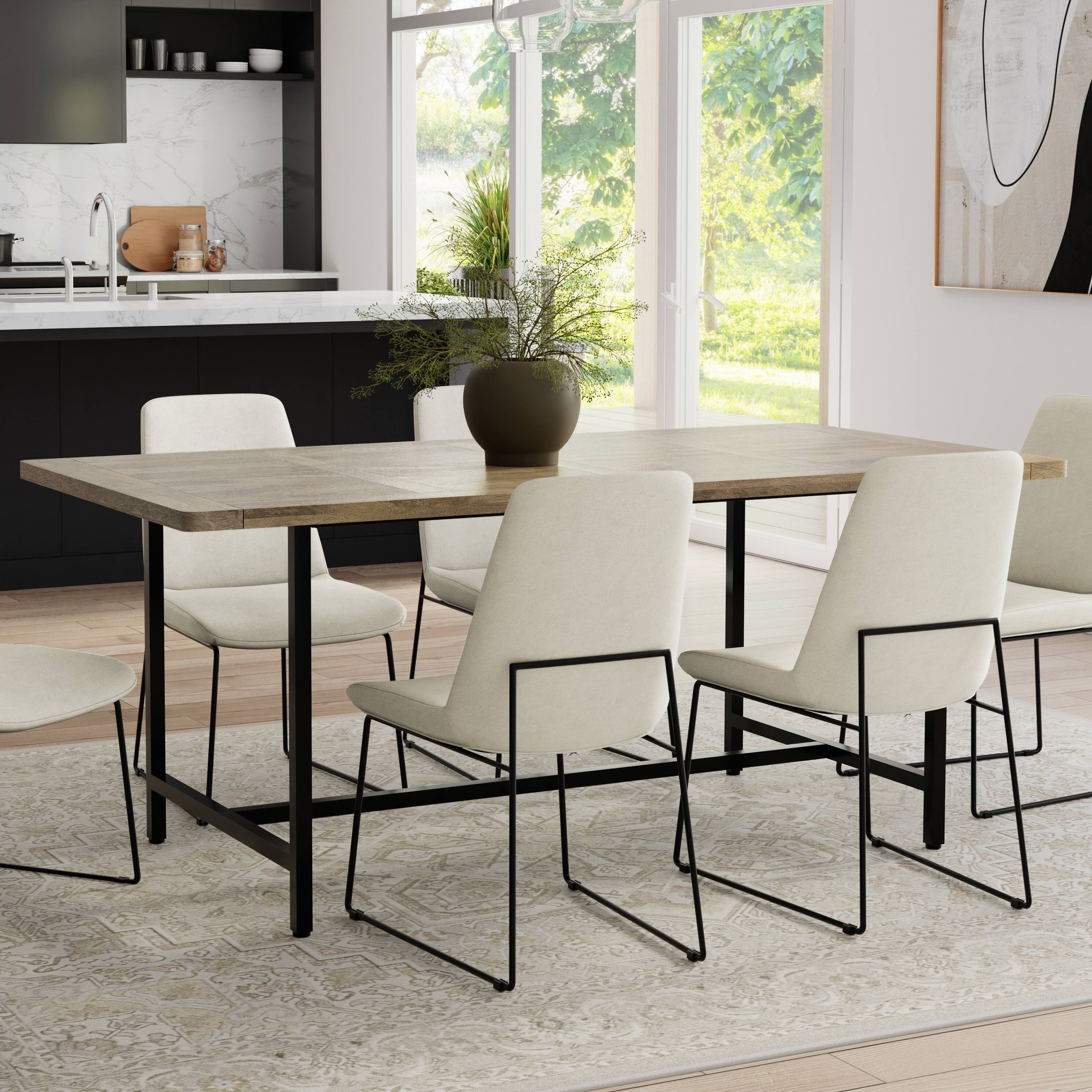 Angle. Simpli Home - Campbell 72 inch x 36 inch Rectangle Modern Industrial Dining Table in Grey Wash - Grey Wash.