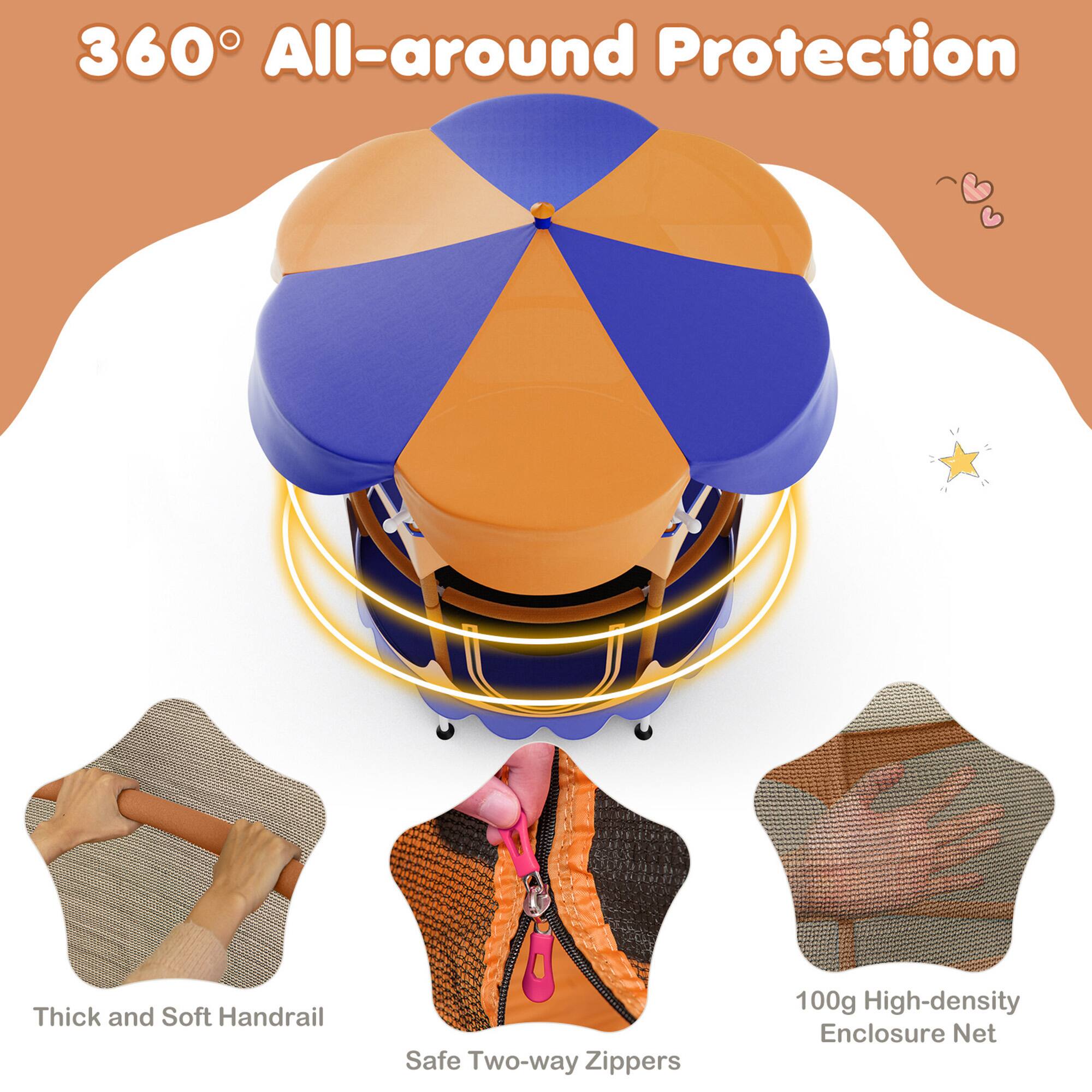 360° All-around Protection

- Thick and Soft Handrail
- Safe Two-way Zippers
- 100g High-density Enclosure Net