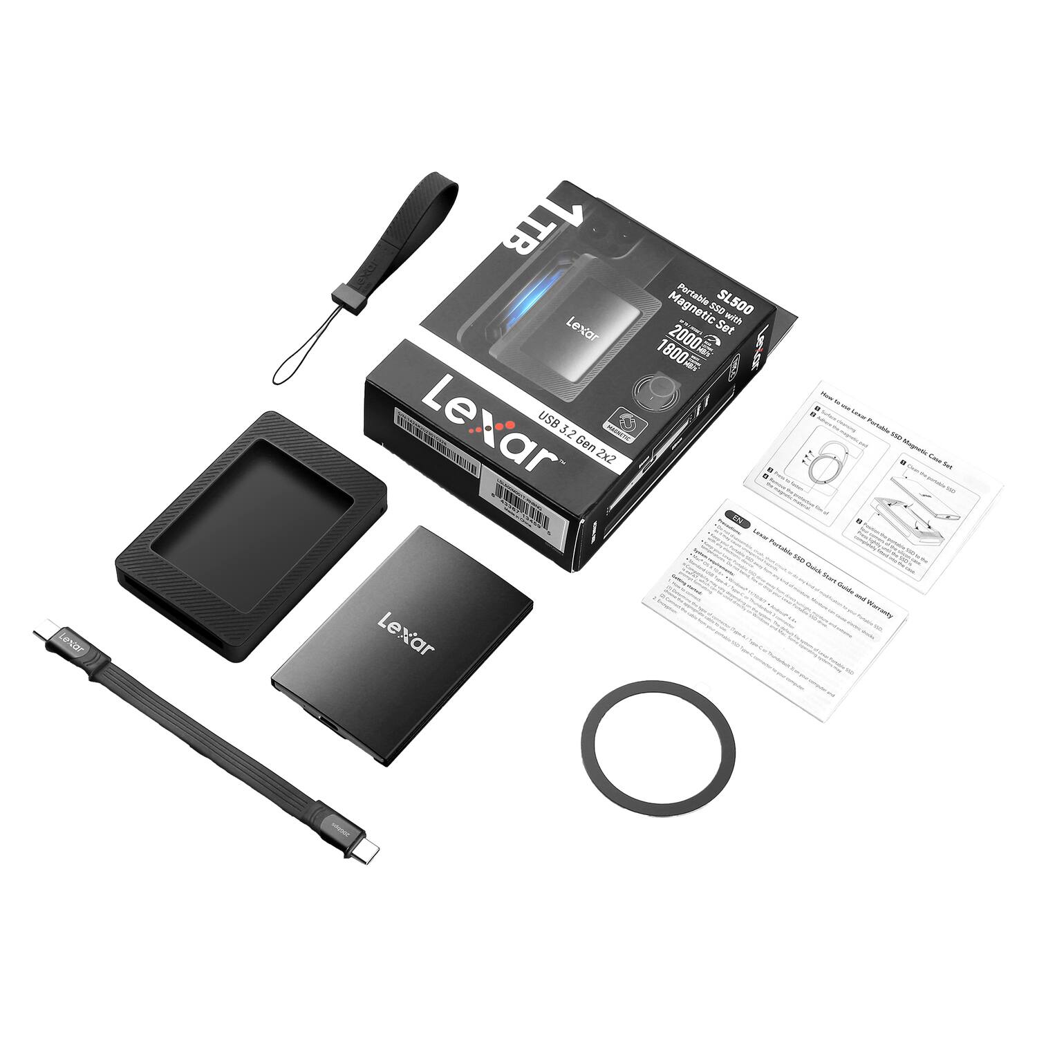 Lexar SL500 Portable USB 3.2 Gen 2x2 SSD 4 TB with Magnetic Set