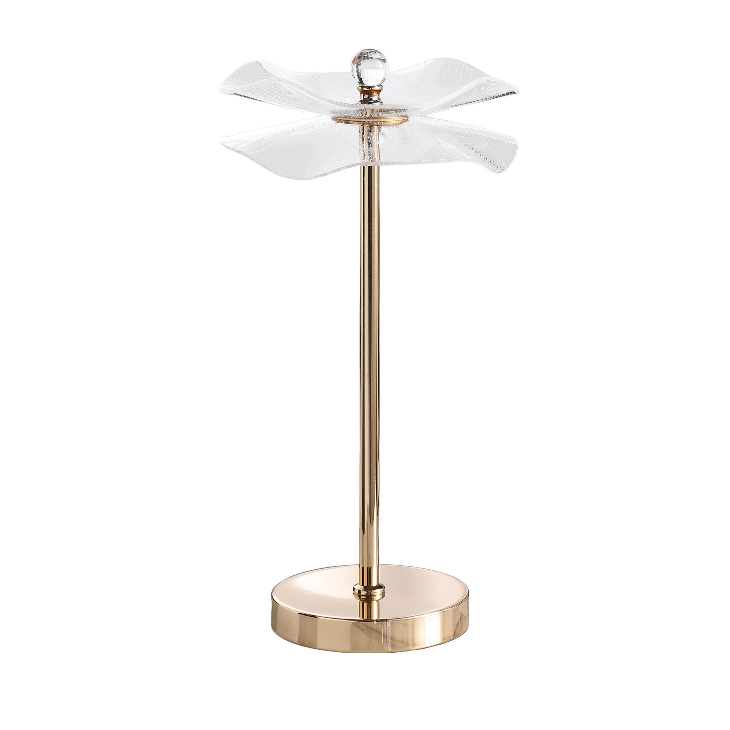 Left. Manhattan Lane - Accent Table Lamp, LED, Lotus Shape Acrylic, 18 Inch - Copper, Gold.