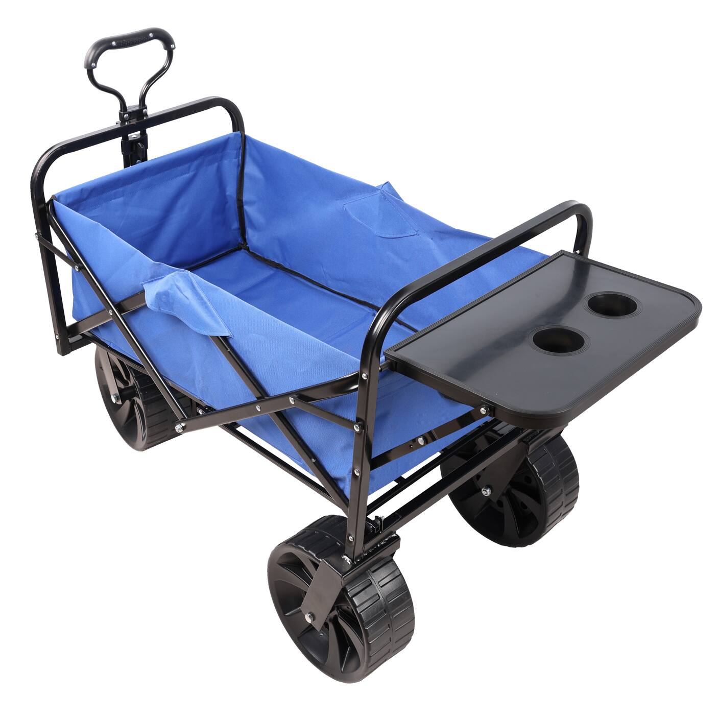 Back. APRILSOUL - Folding Wagon Garden Shopping Beach Cart Blue - Blue.