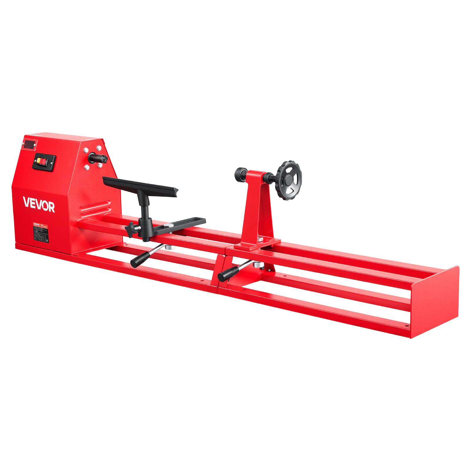 Alt View 5. VEVOR - Wood Lathe 1/2 HP 14" x 40" Benchtop Wood Lathe Machine 4 Speeds, 930/1500/2050/2500 RPM, with Tool Rest, Wrenches - Red;Black.