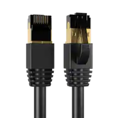 Front. Cables Direct Online - Cat8 Ethernet Cable 7FT, 40Gbps High-Speed RJ45 Shielded Copper Cord for Router, PC & Gaming - Black.