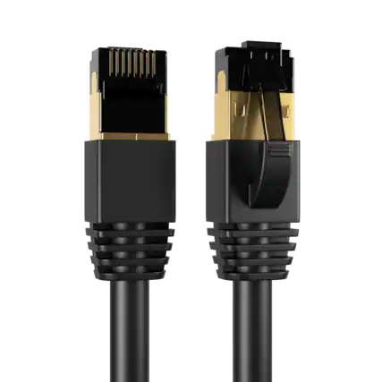Front. Cables Direct Online - Cat8 Ethernet Cable 7FT, 40Gbps High-Speed RJ45 Shielded Copper Cord for Router, PC & Gaming - Black.