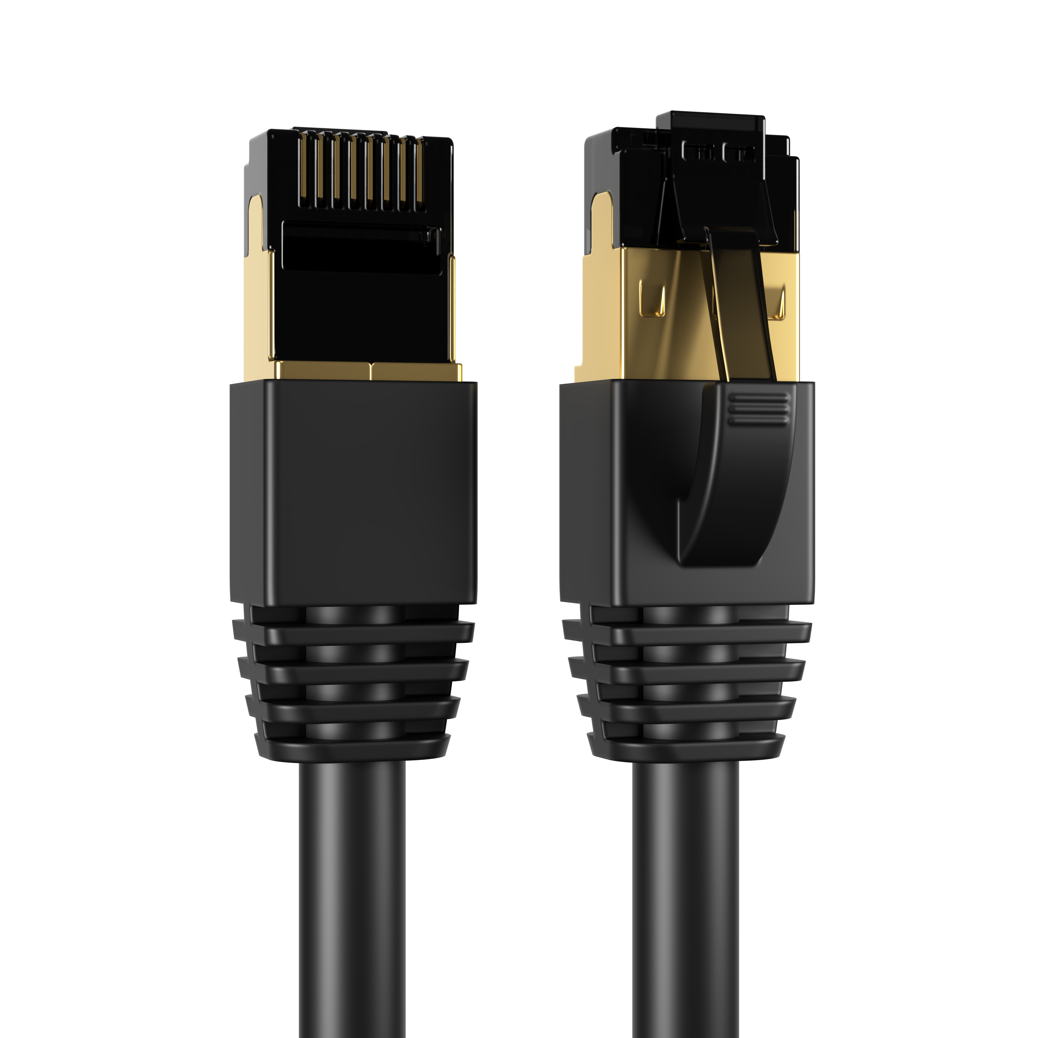 Front. Cables Direct Online - Cat8 Ethernet Cable 7FT, 40Gbps High-Speed RJ45 Shielded Copper Cord for Router, PC & Gaming - Black.