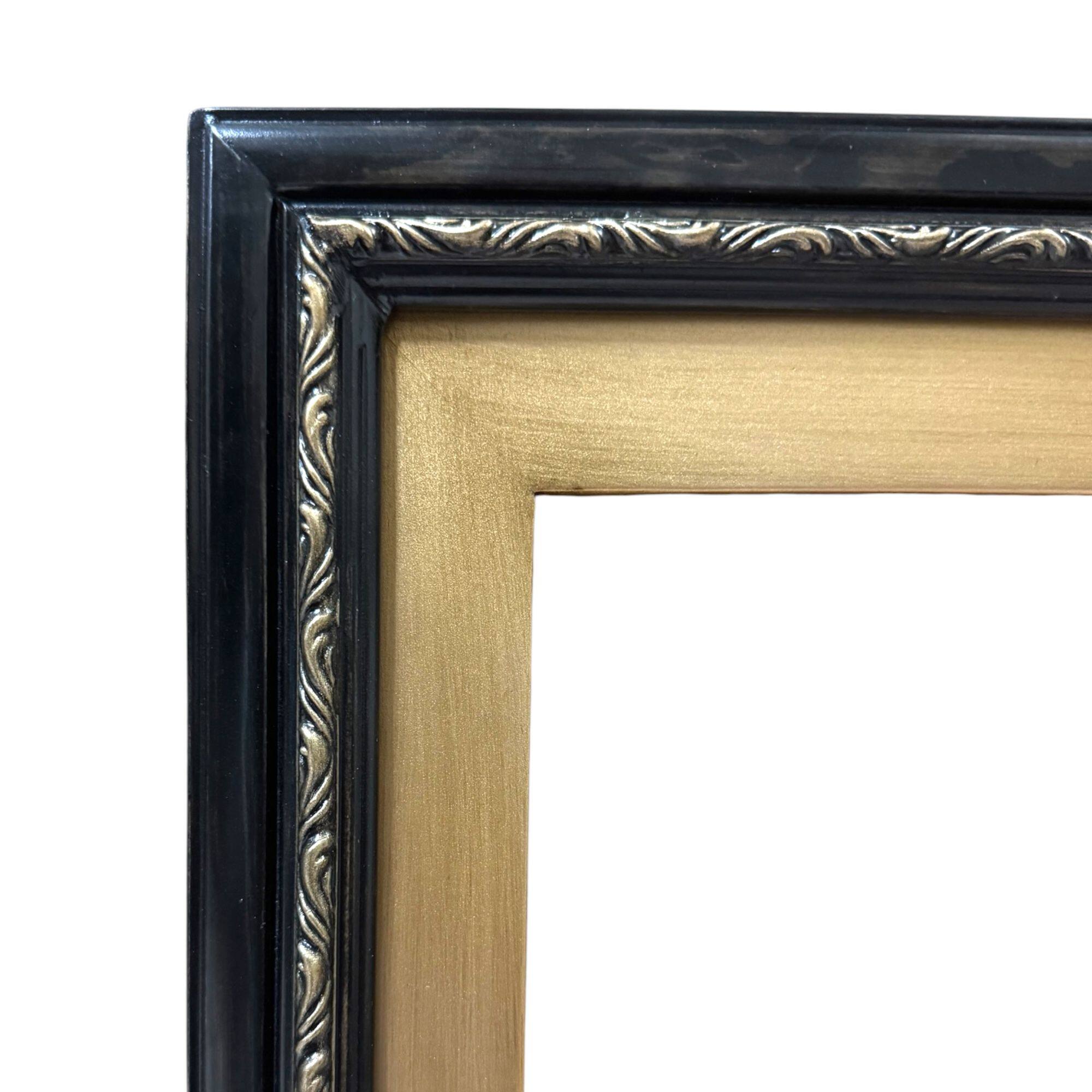 Back. LAREDO FRAME FACTORY - 75 inch Handmade wood For TCL A300W NXTVISION Tv - TRUE BLACK STAIN WITH GOLD.