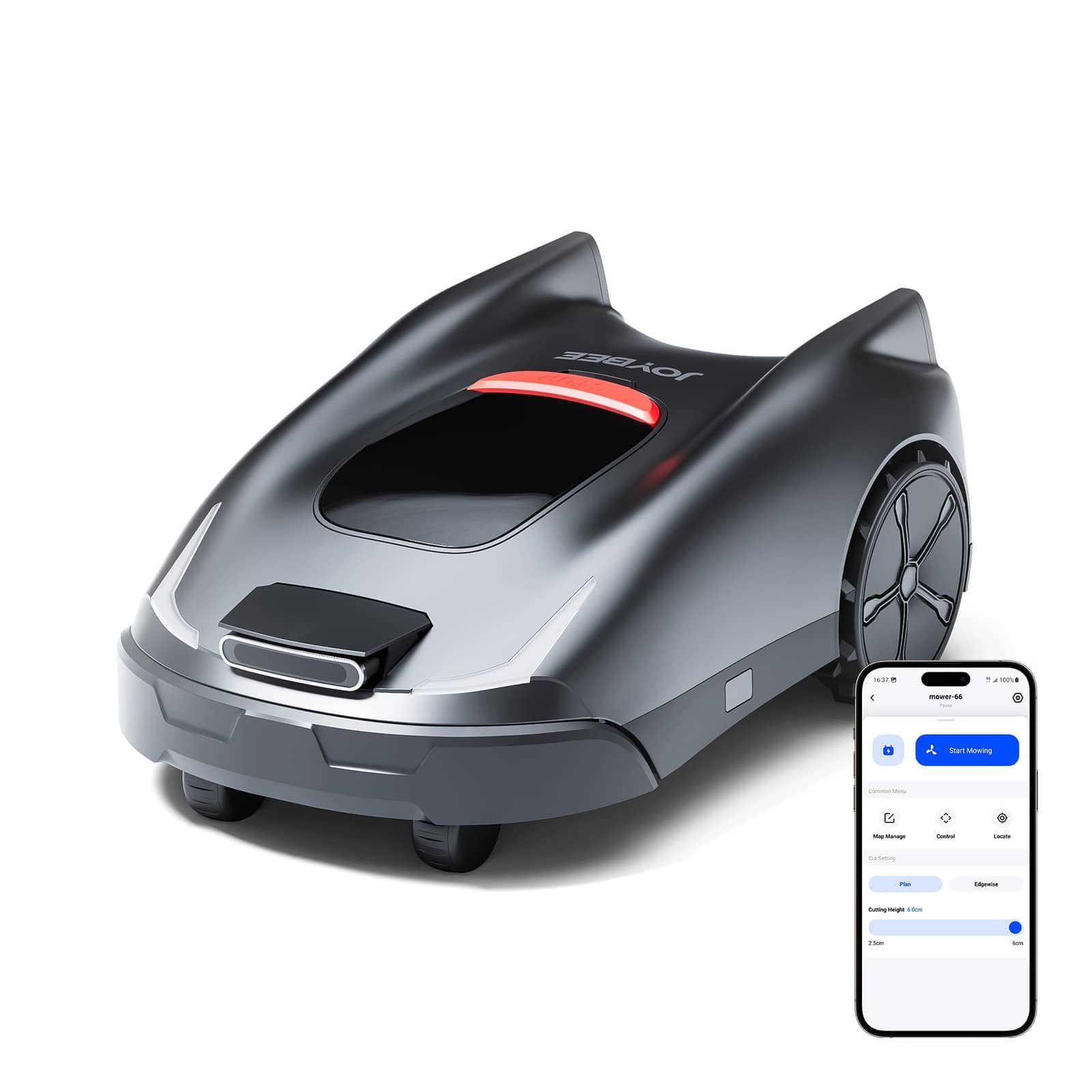 JOYBEE - 1/2 Acre Automatic Robotic Lawn Mower,RTK + Vision Navigation, Virtual Boundaries, App Control, Smart Obstacle Avoidance - Black