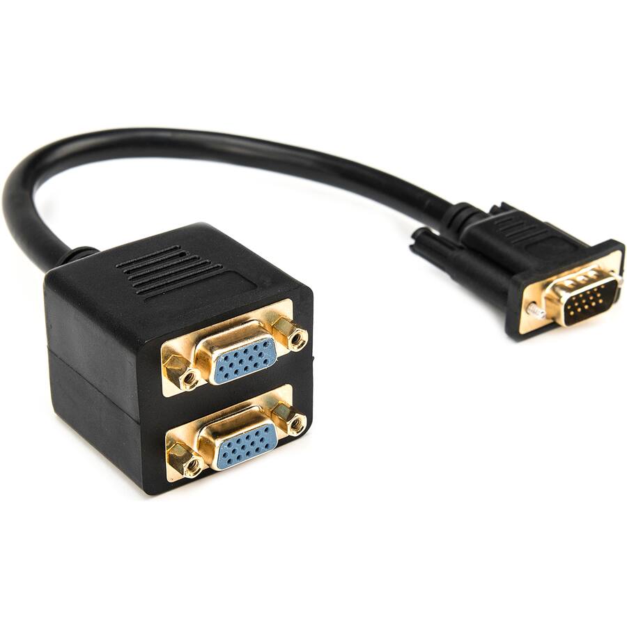 Alt View 1. Rocstor - Rocstor Premium 1 ft VGA to 2x VGA Video Splitter Cable M/F - DB-15 Male - DB-15 Female - Black - 1 ft VGA Video Cable - Black.