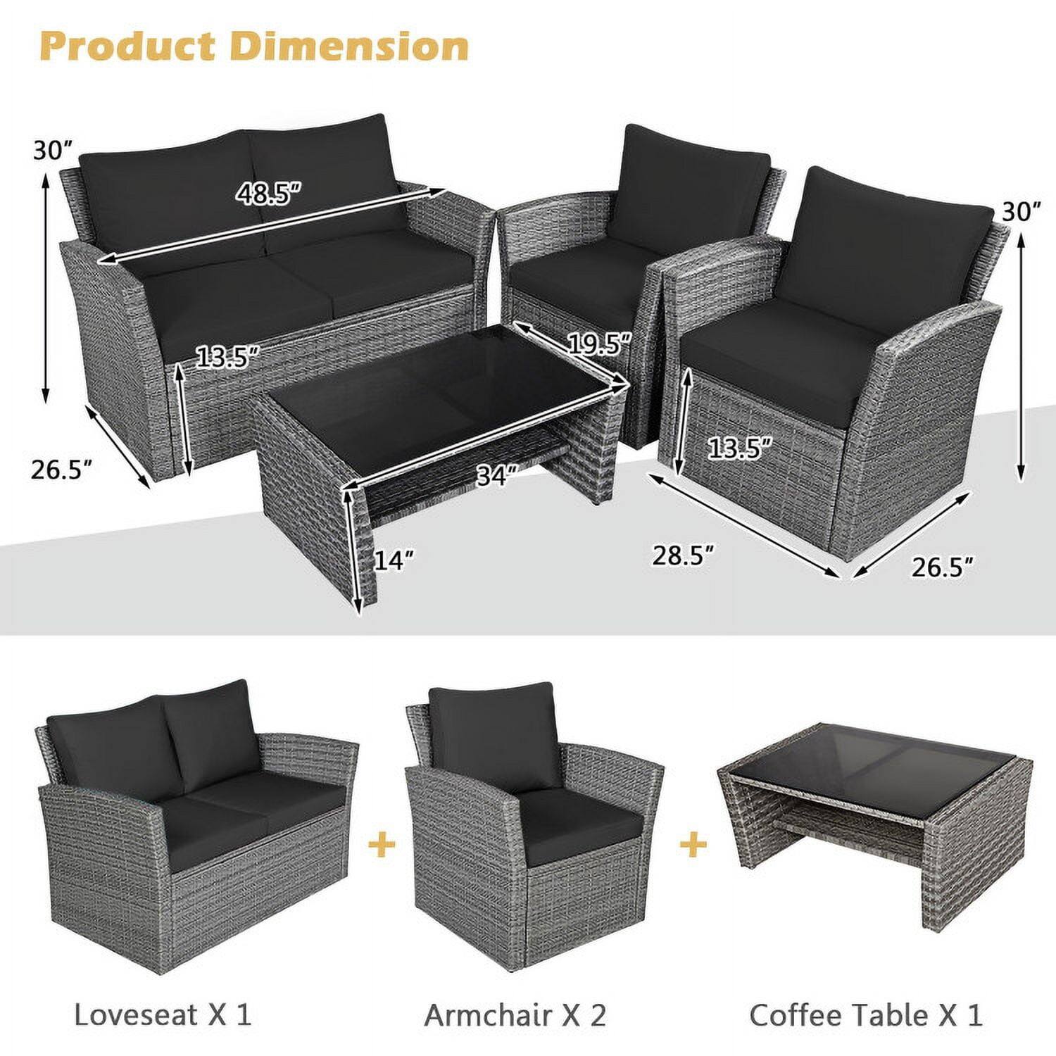 Product Dimension

30" 48.5" 30" 13.5" 19.5" 26.5" 34" 13.5" 14" 28.5" 26.5"

Loveseat X 1
Armchair X 2
Coffee Table X 1