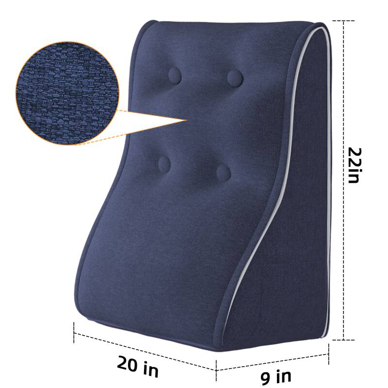 Left. wowmax - Adjustable Bed Wedge Pillow Set - for Acid Reflux, Post-Surgery Recovery and Snoring Relief, Navy Blue - Dark Blue.
