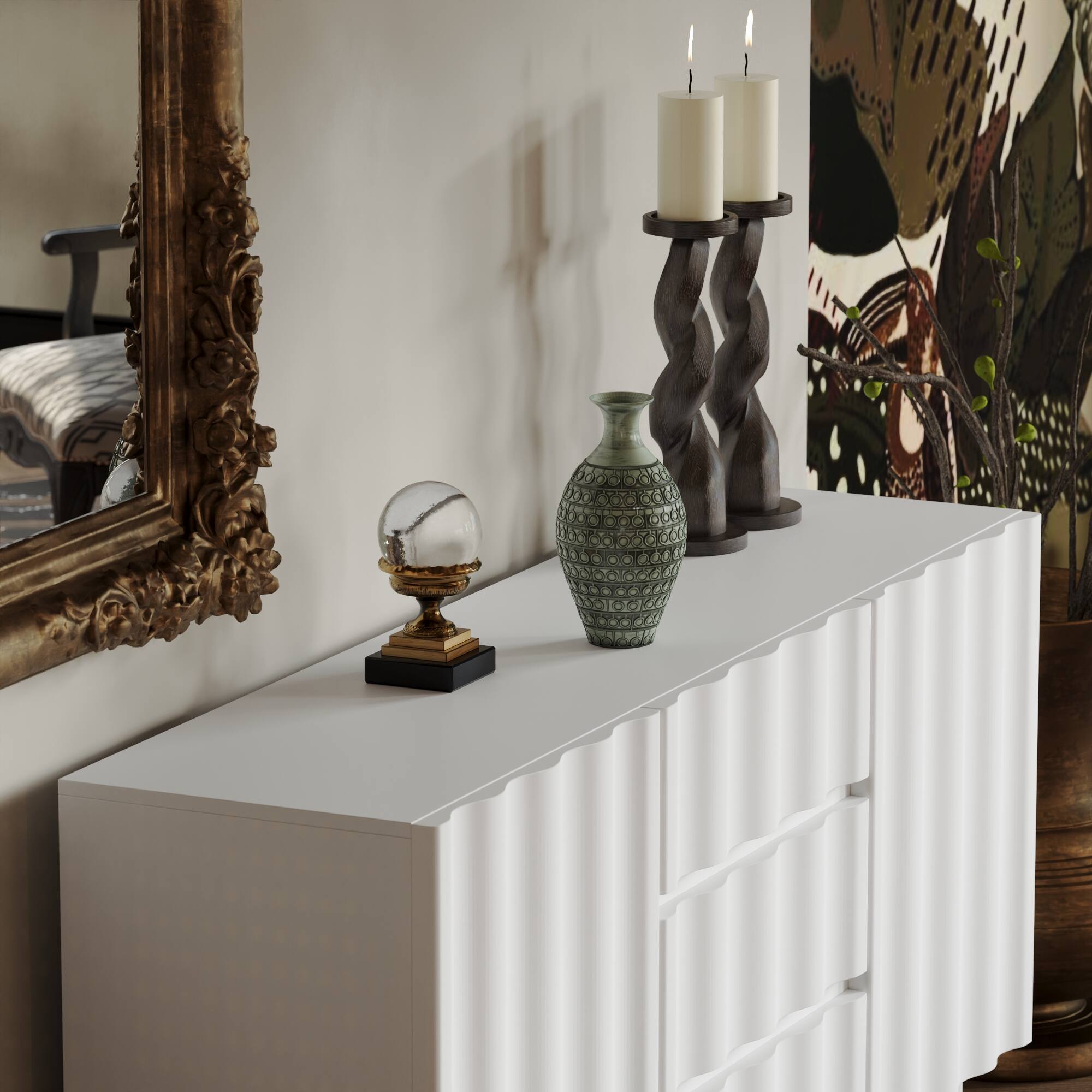 Alt View 9. Famapy - European - Style Sideboard: Stylish Storage with Anti - Tipping Safety - White.