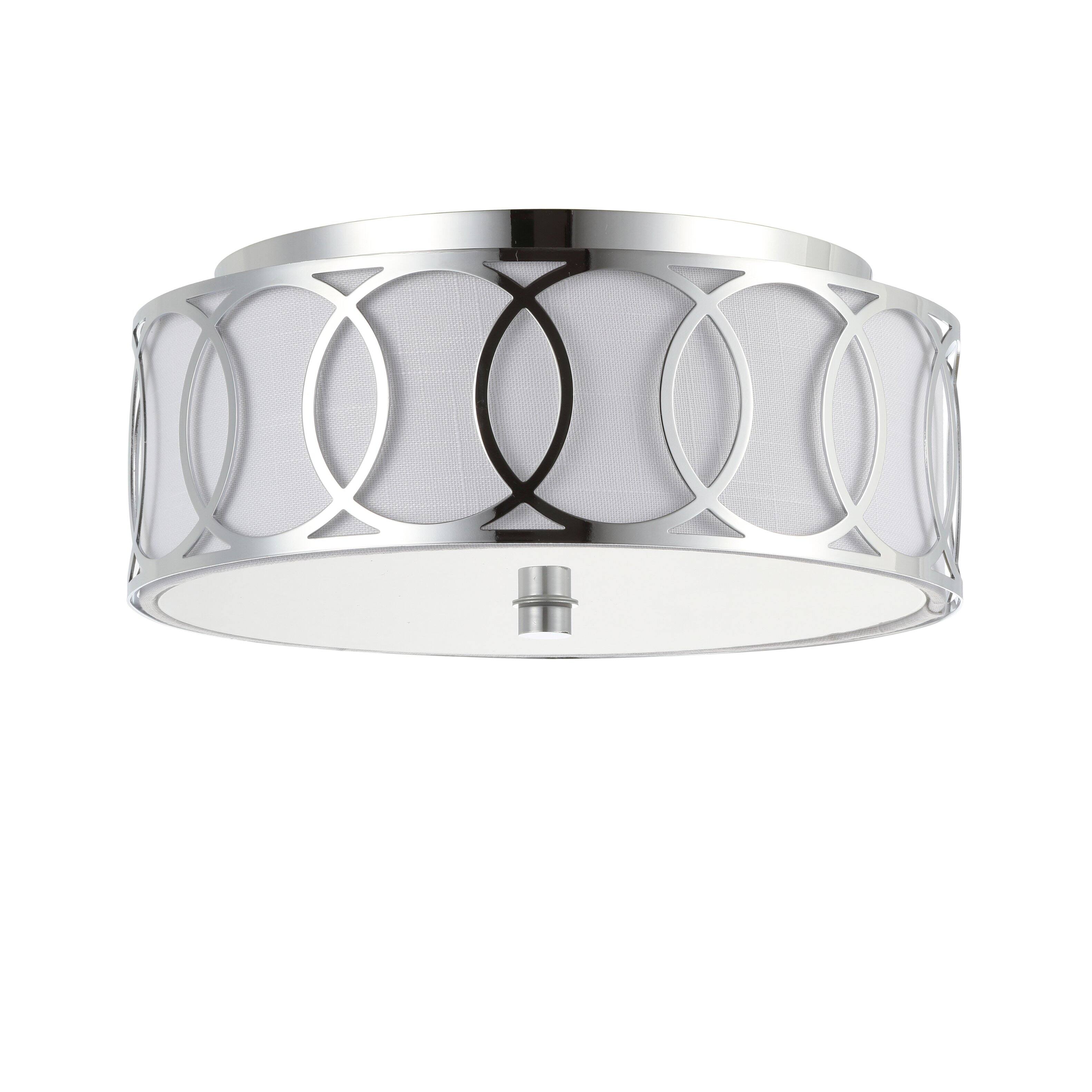 Alt View 7. Jonathan Y - Aria 2-Light 12.25" Metal LED Flush Mount, Chrome - Chrome.