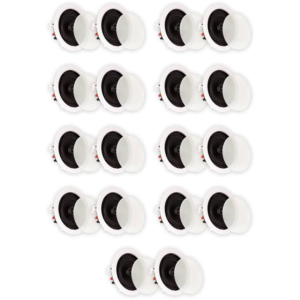 Front. Theater Solutions by Goldwood - TS50C Flush Mount In Ceiling Speakers Surround Sound Home Theater 9 Pair Pack - Paintable White.