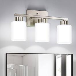 Dazzling Pops - Bathroom Light Fixtures Modern Vanity Over Mirror Wall Sconces With Milky Frosted Glass Shades E Socket - Brushed Nickel 3-Light