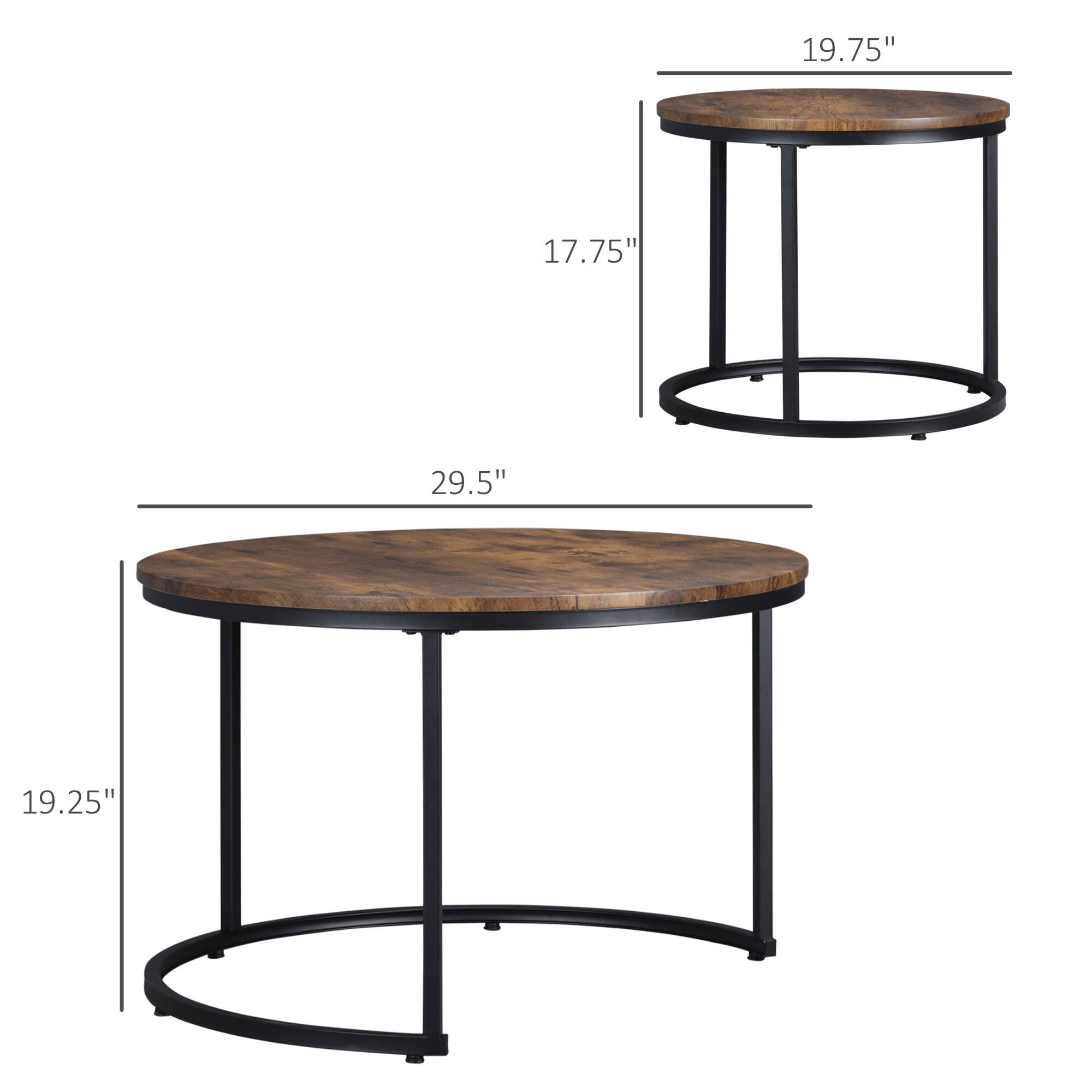 The dimensions of the table are:

- Diameter: 19.75"
- Height: 17.75"
- Seat Height: 29.5"
- Base Width: 19.25"