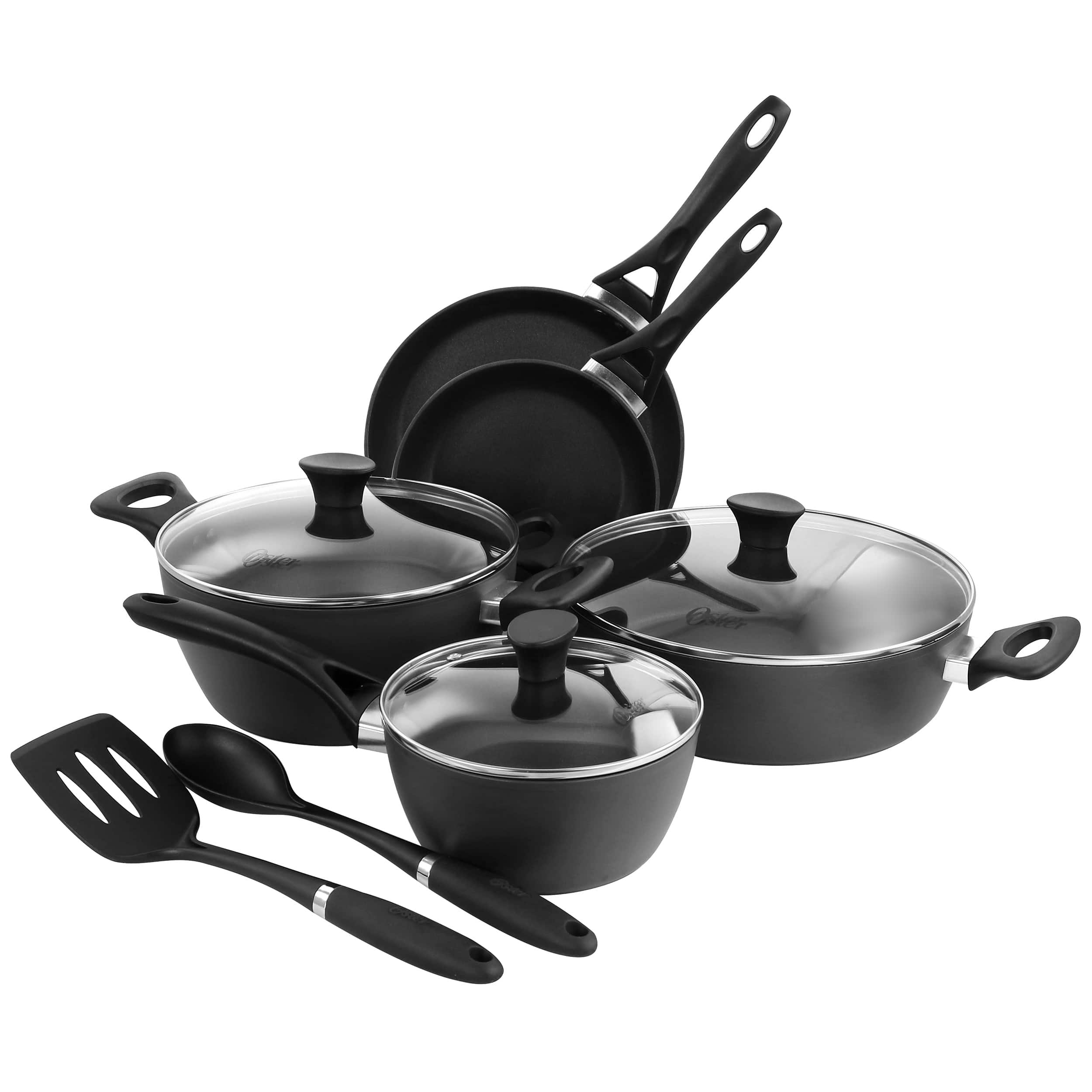 Oster - Non Stick 10 Piece Aluminum Cookware Set - Black