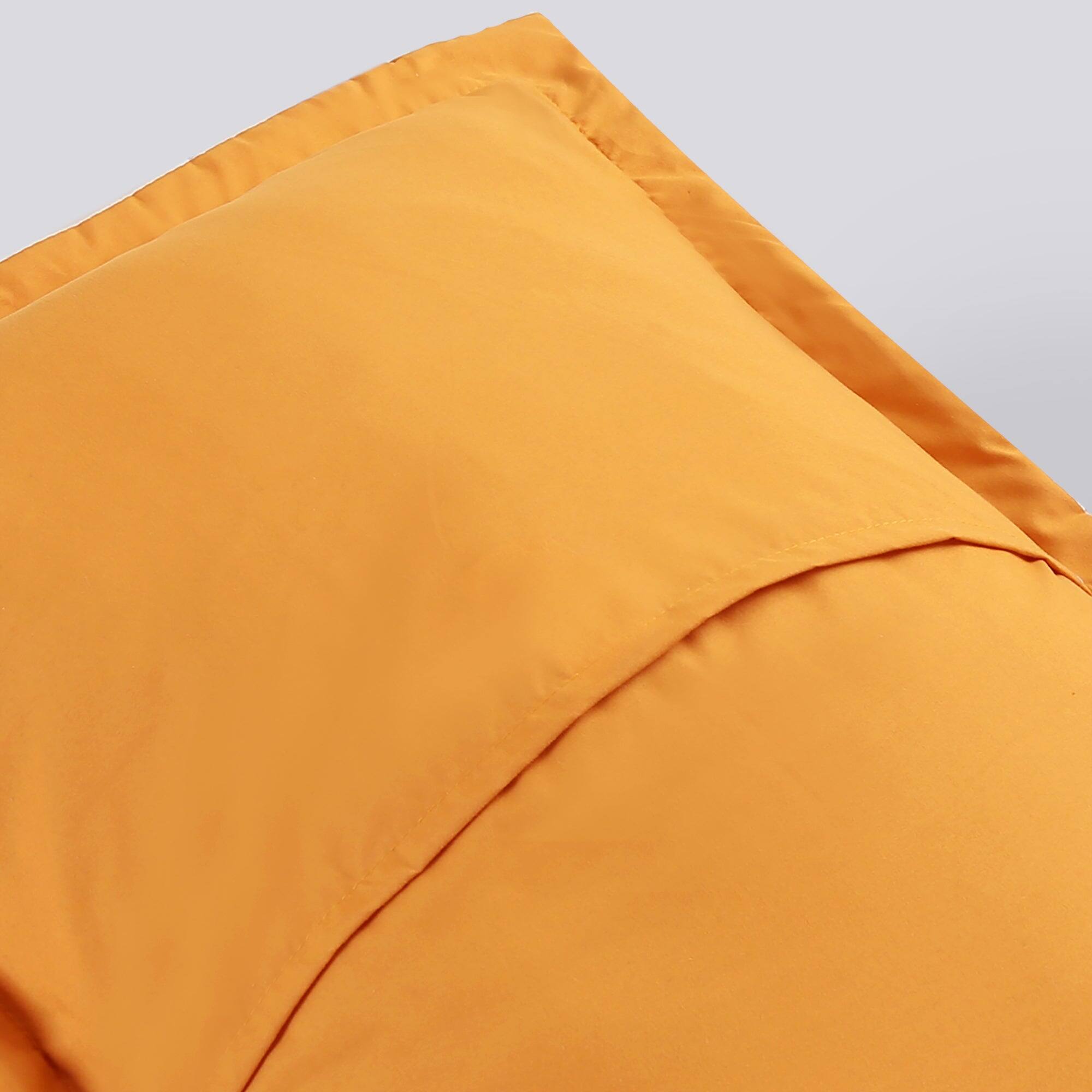 Back. MarCielo - 2-Pack Embroidered Solid Color Pillow Shams Polyester - Turmeric.