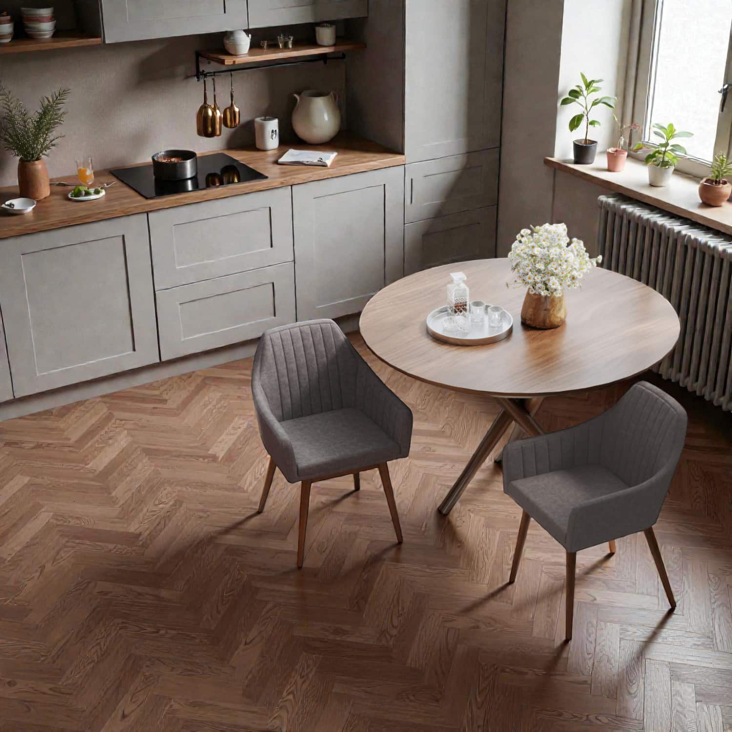 Hivvago - Comfortable Accent Dining Chairs with Thickly Cushioned Seating and Back - Set of 2 - Gray