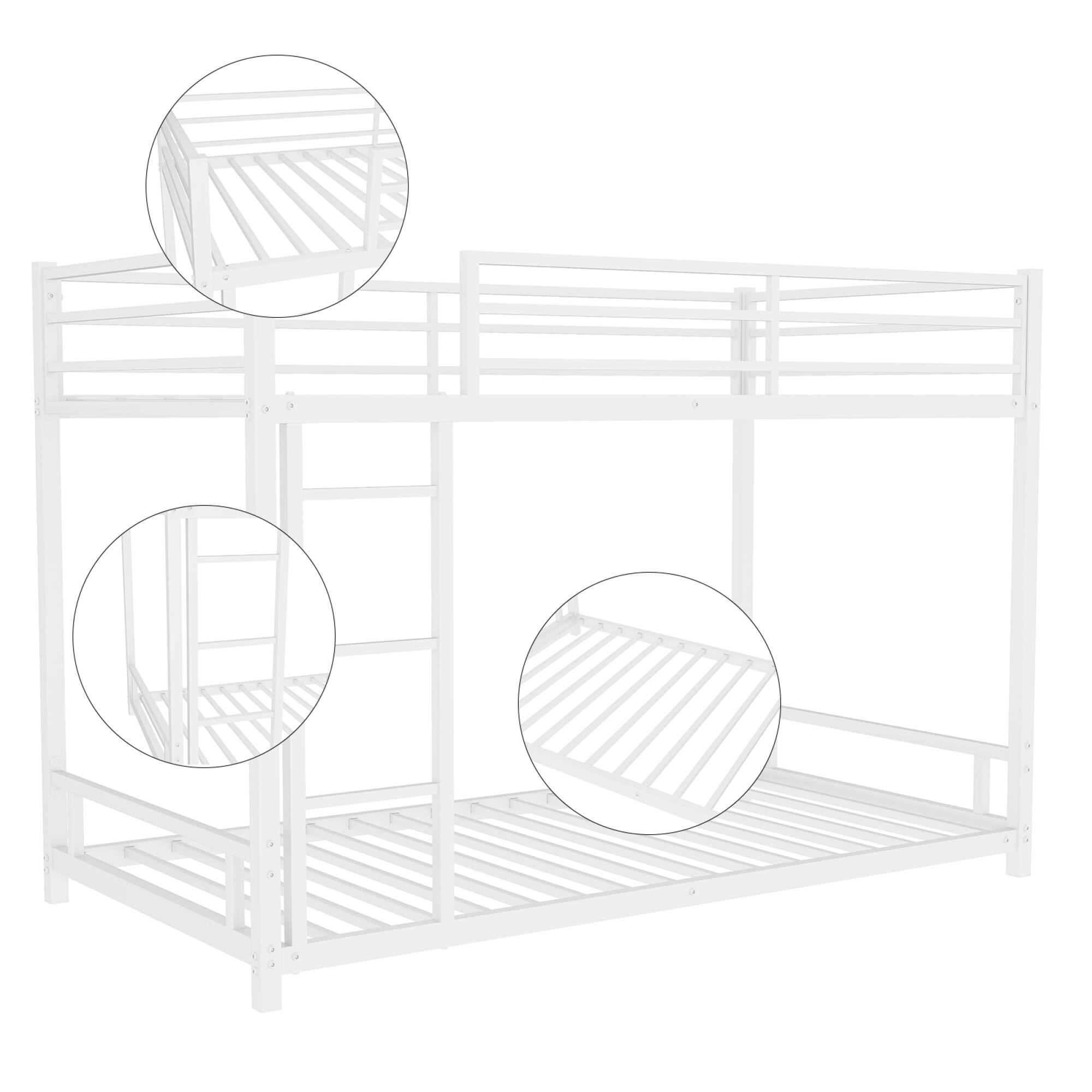 Alt View 5. GOODSILO - Sturdy Twin over Twin Metal Bunk Bed with Safety Guardrail and Convertible Design for Space-Saving Bedroom Solutions - White.