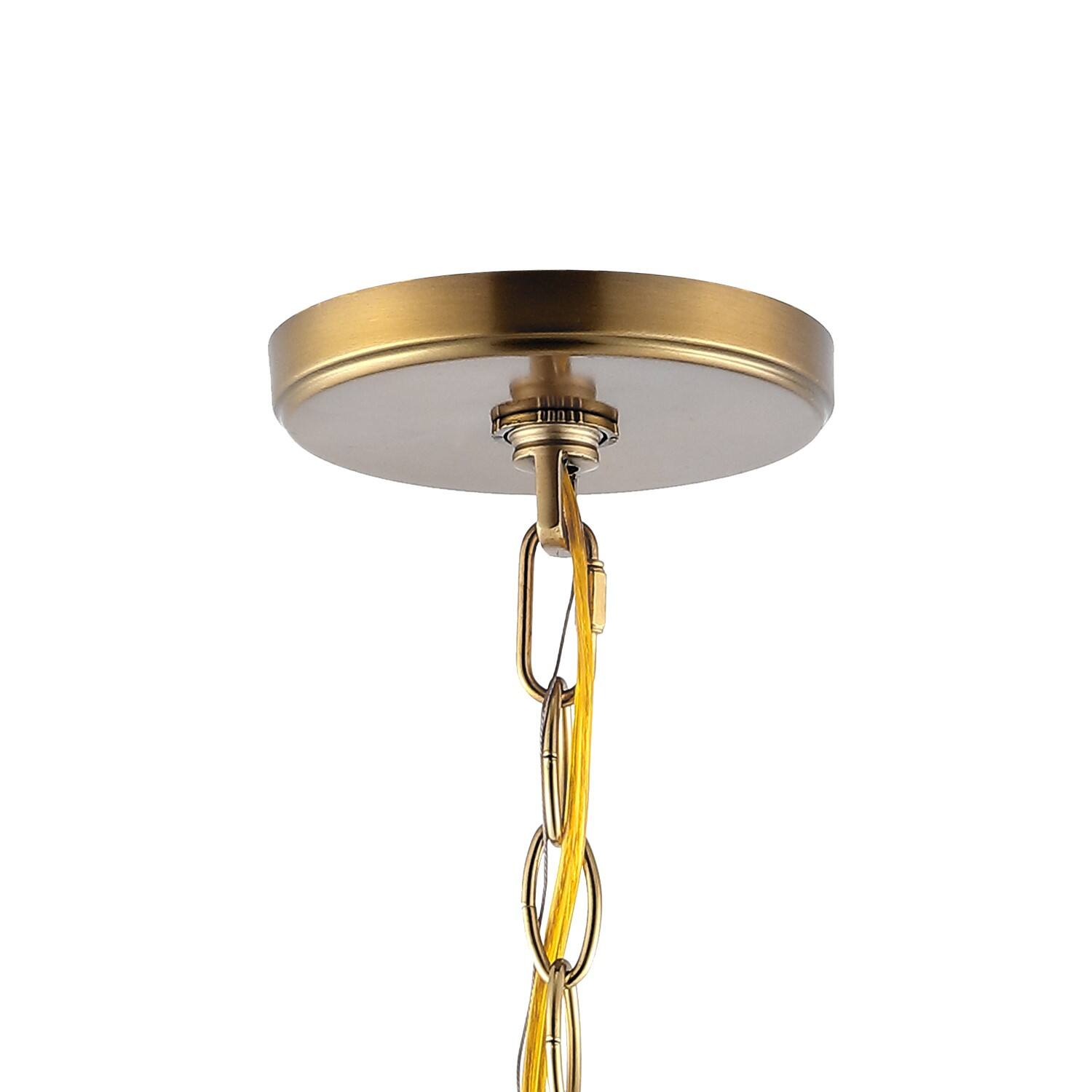 Alt View 4. Jonathan Y - Bee 13.5" 3-Light Modern Bohemian Iron/Glass LED Pendant, Brass Gold/Clear - Brass Gold.