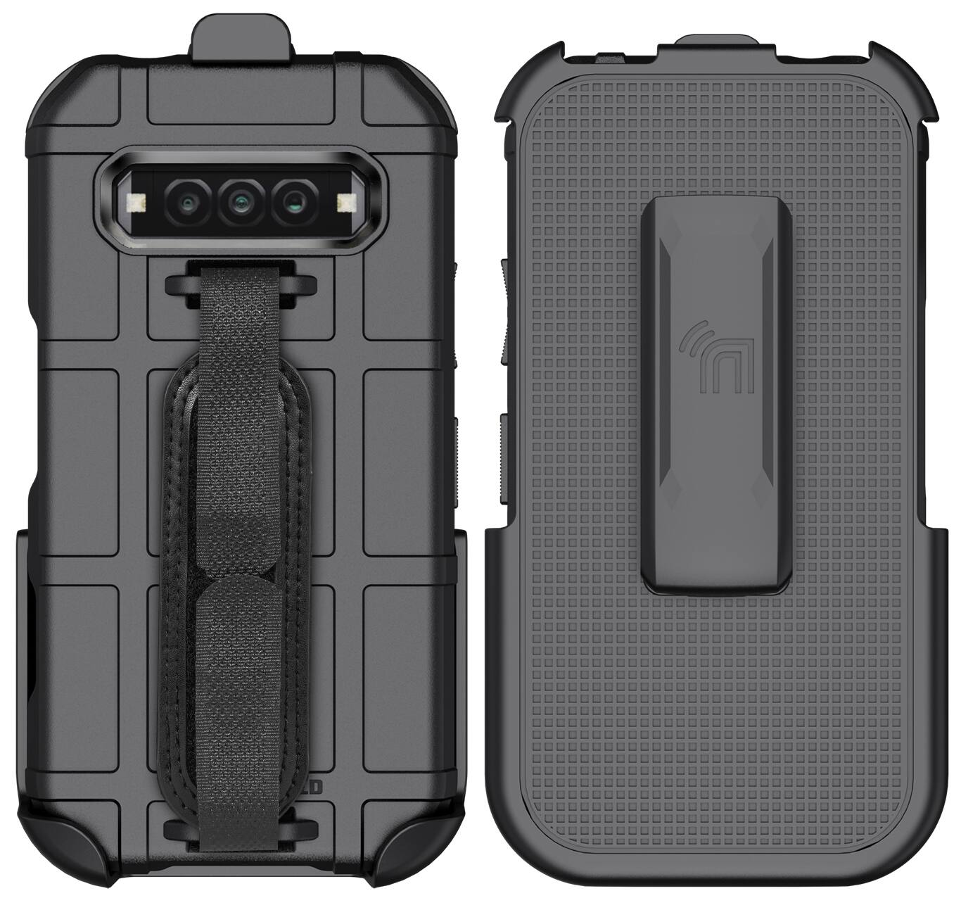 Alt View 2. Nakedcellphone - Combo for Kyocera DuraForce Pro 3 Phone - Special Ops Case and Holster Belt Clip and Hand Strap - Black.