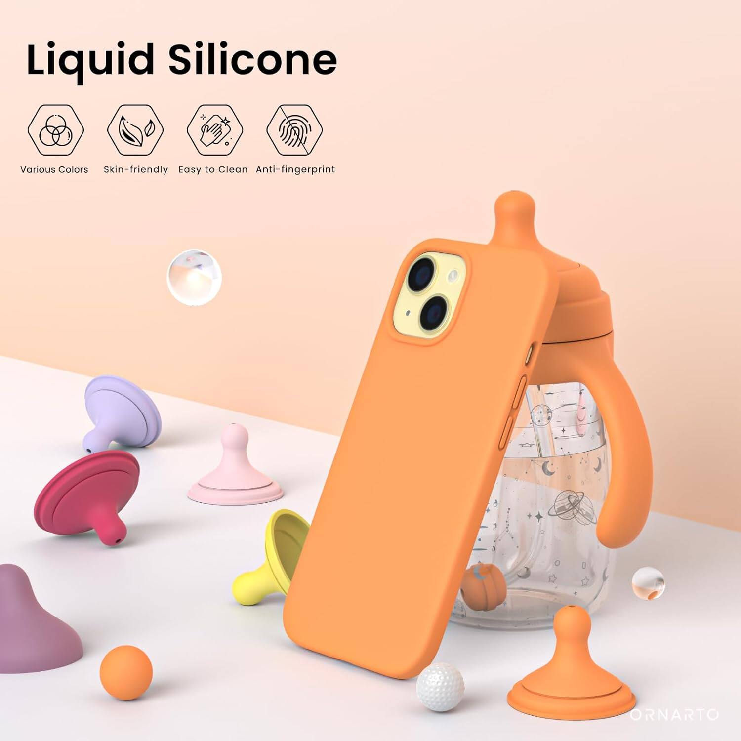 Liquid Silicone, Various Colors, Skin-friendly, Easy to Clean, Anti-fingerprint, ORNARTO