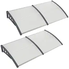 Costway - 2 PCS 80" x 40" Patio Awning Canopy Window Door Overhang Rain Snow Protection - Gray