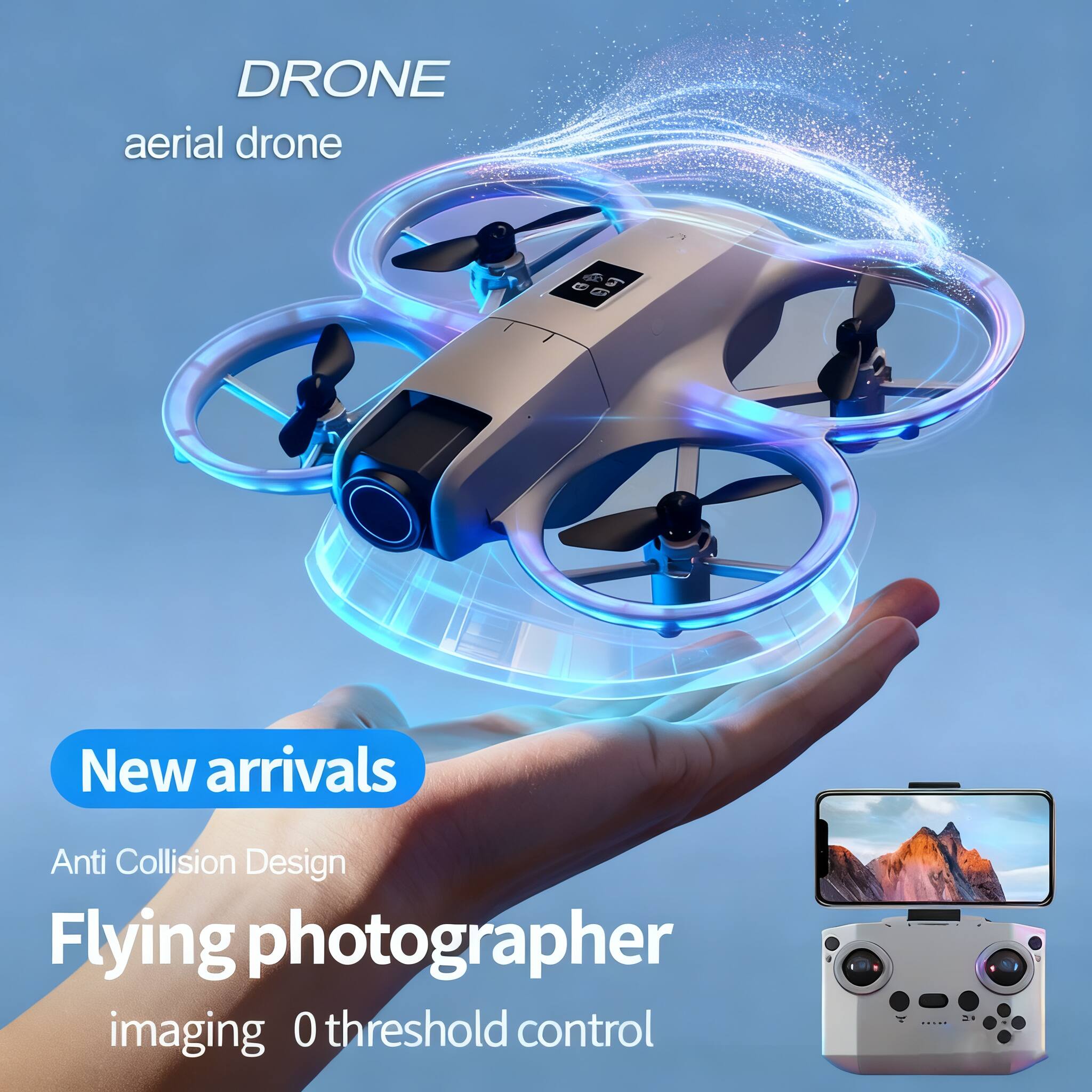 DRONE  
aerial drone  

New arrivals  
Anti Collision Design  
Flying photographer  
imaging 0 threshold control