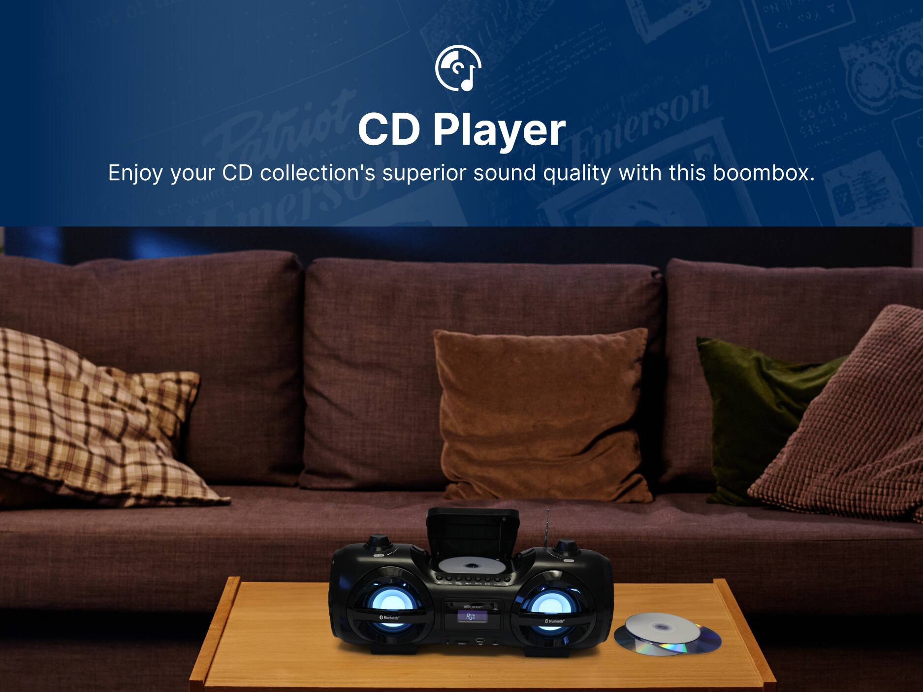 No 1 Or Yes OUE C Enterson SOGES So 9 Patriot CD Player TUSFS Enjoy your CD collection's superior sound quality with this boombox. tnsu A C - t