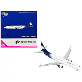 Boeing 737 MAX 9 Commercial Aircraft "Aeromexico" N804AM White with Blue Tail 1/400 Airplane by GeminiJets