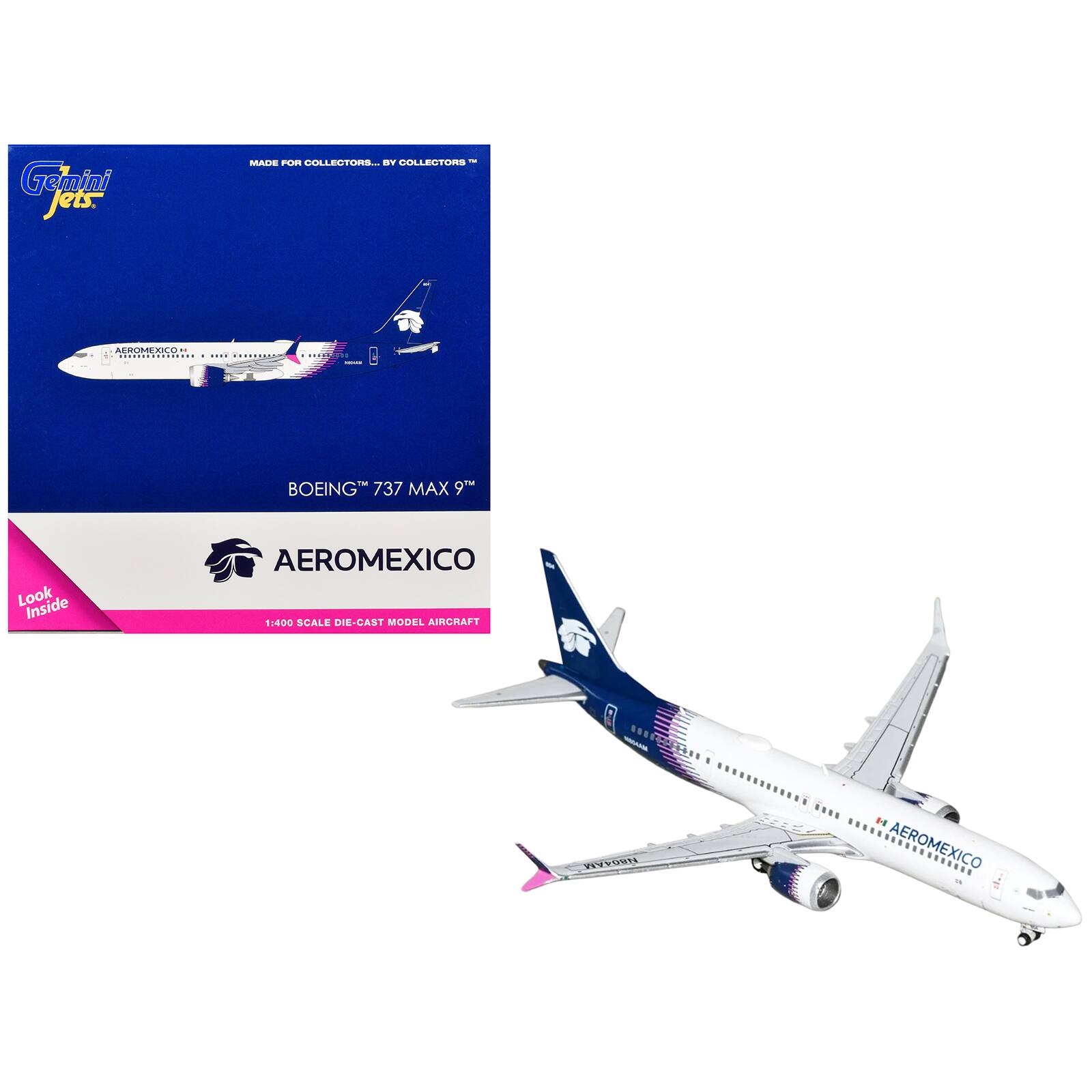 Gemini Jets  
MADE FOR COLLECTORS... BY COLLECTORS  
AEROMEXICO  
BOEING™ 737 MAX 9™  
Look Inside  
AEROMEXICO 1:400 SCALE DIE-CAST MODEL AIRCRAFT  
N804AM
