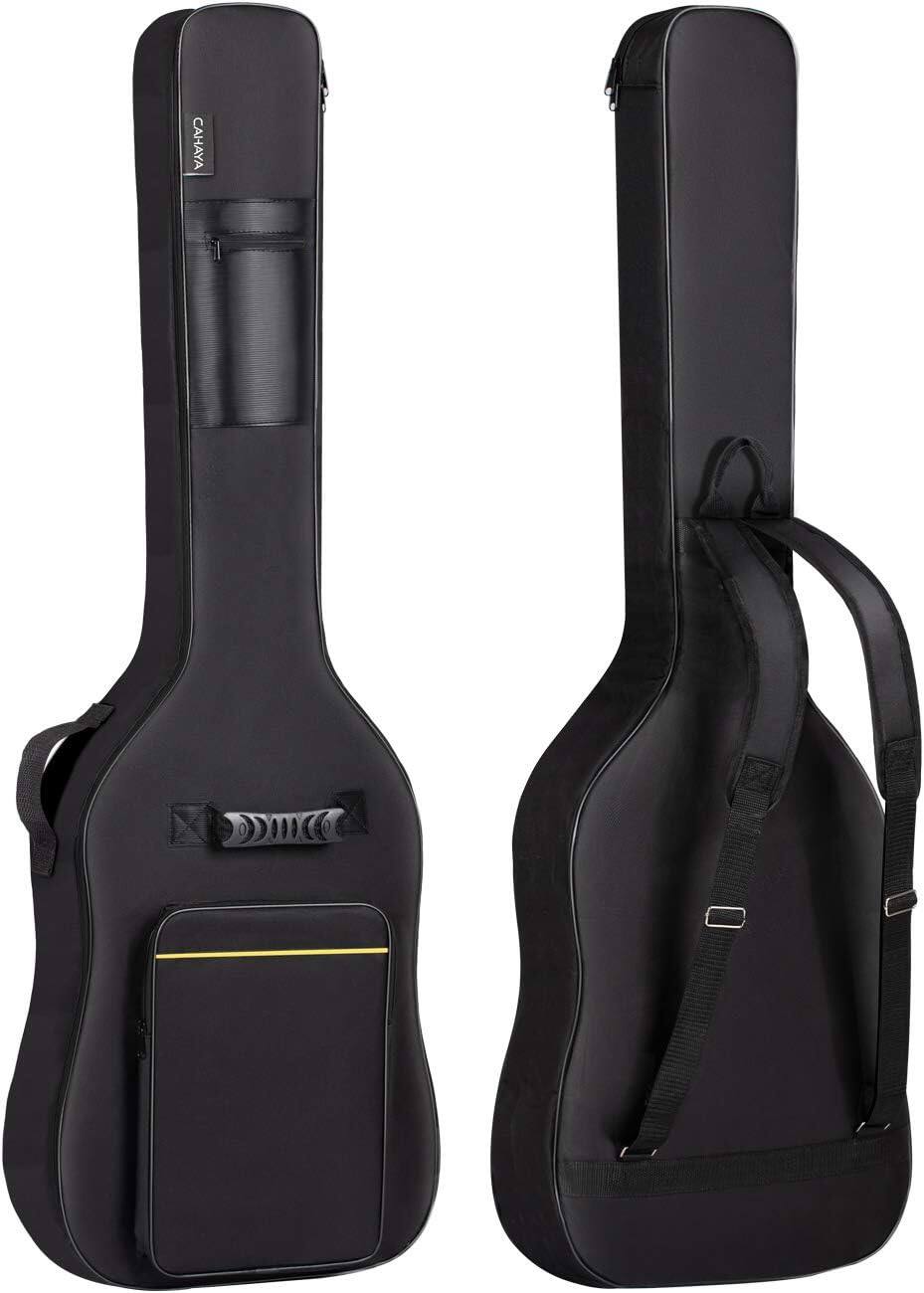 Front. CAHAYA - CAHAYA Bass Guitar Bag Gig Bag 0.3in Padding Black Padded Backpack Soft Electric Bass Case CY0222 - Black.