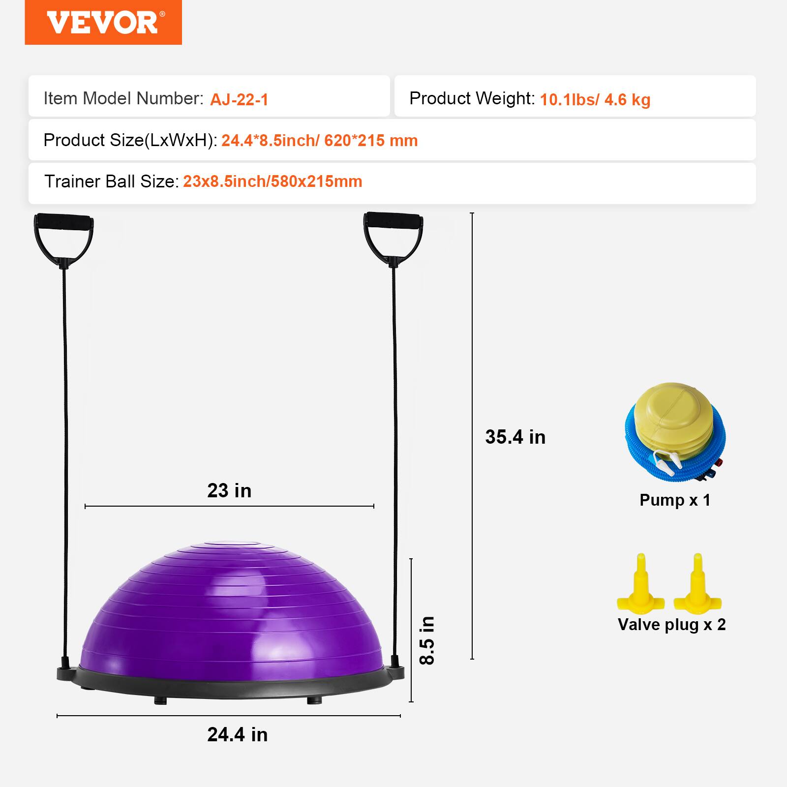 VEVOR Half Exercise Ball Trainer, 23 inch Balance Ball Trainer