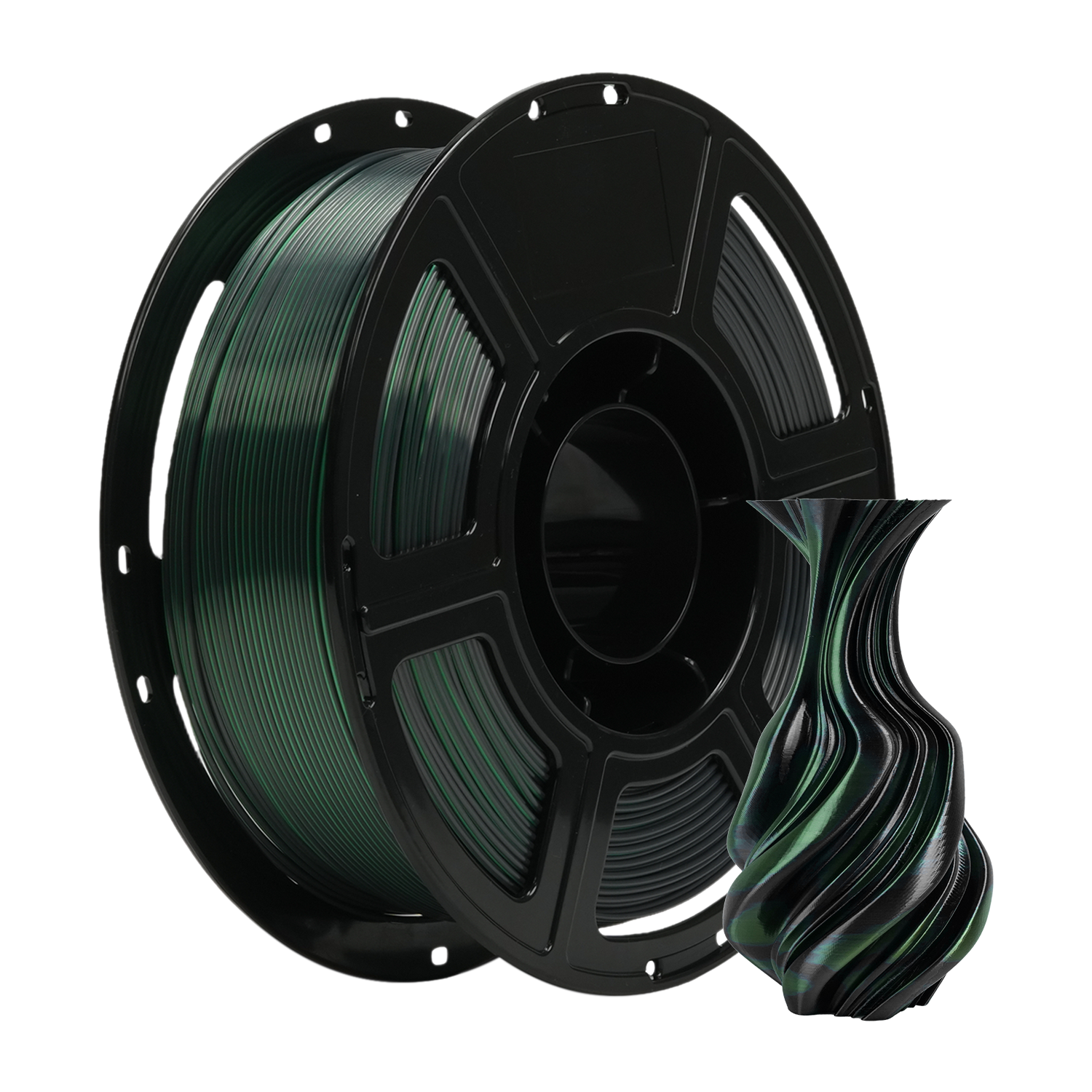 Flashforge - PLA Silk Dual Color 3D Printer Filament-1.75mm-1kg (2.2 lbs) Spool - Dual Color Black+Green