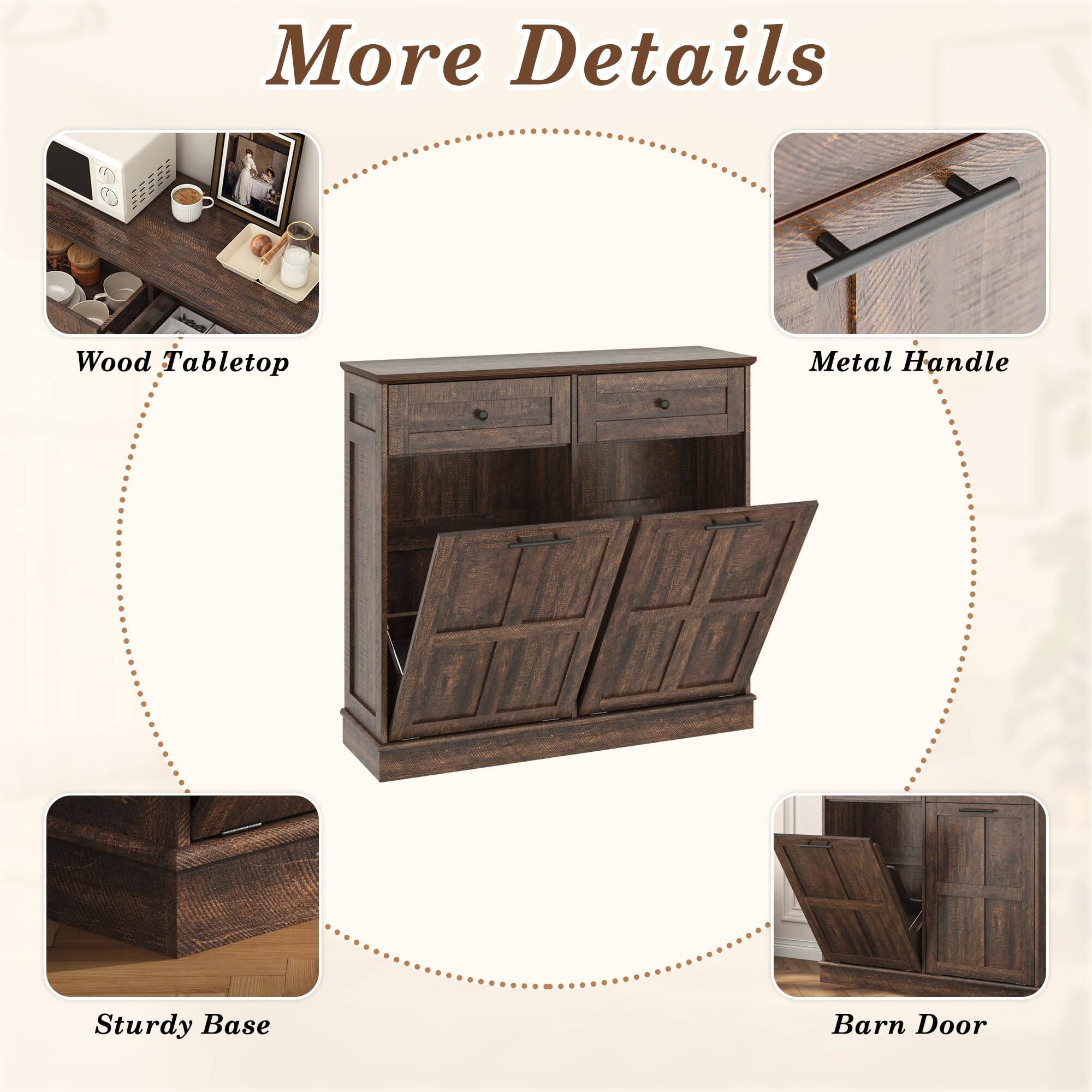 More Details

- Wood Tabletop
- Metal Handle
- Sturdy Base
- Barn Door
