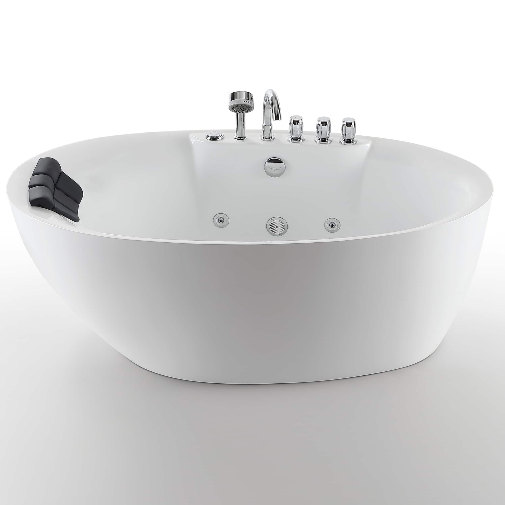 Empava - 67 in. x 31.5 in. Center Drain Freestanding Whirlpool Bathtub Hydrotherapy Jetted Soaking Bath Tub - Tub filler - White