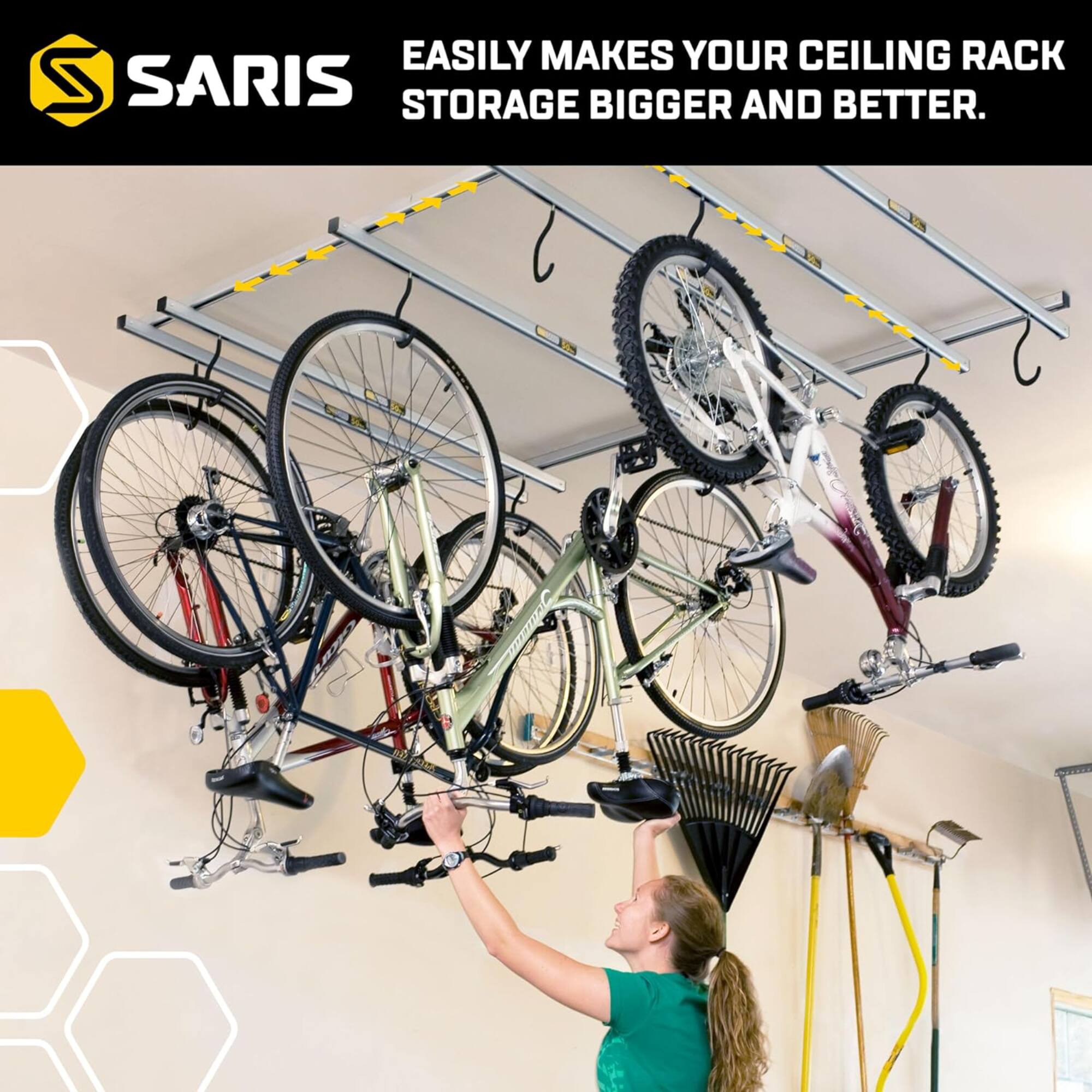 EASILY MAKES YOUR CEILING RACK STORAGE BIGGER AND BETTER.