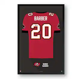 Sporticulture - Ronde Barber Tampa Bay Buccaneers Framed 27" x 39" Retired Jersey Art Print - Multicolor