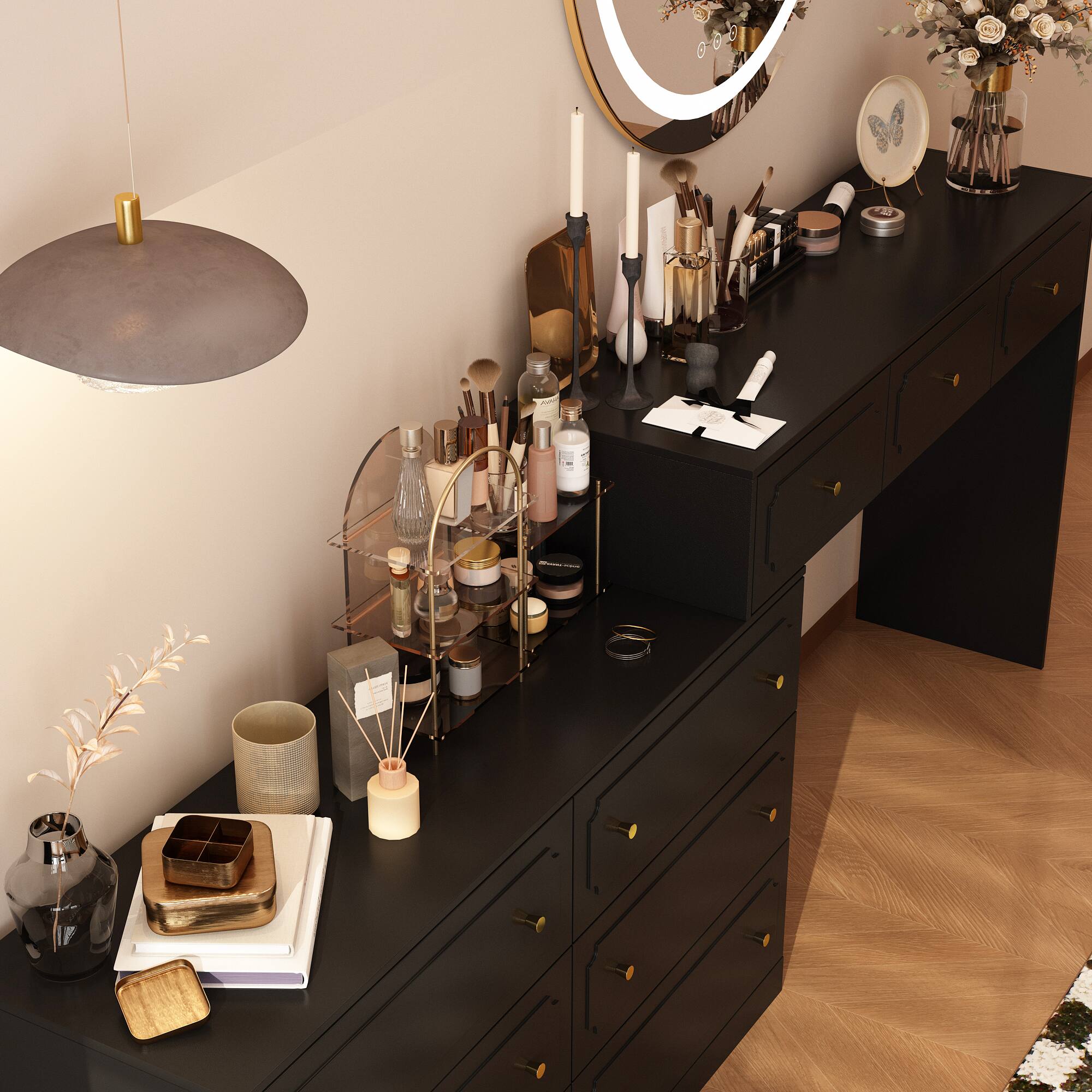 Alt View 9. Famapy - Famapy Transformable Multi - Drawer Dresser: Vanity & Storage All - in - One - Black.