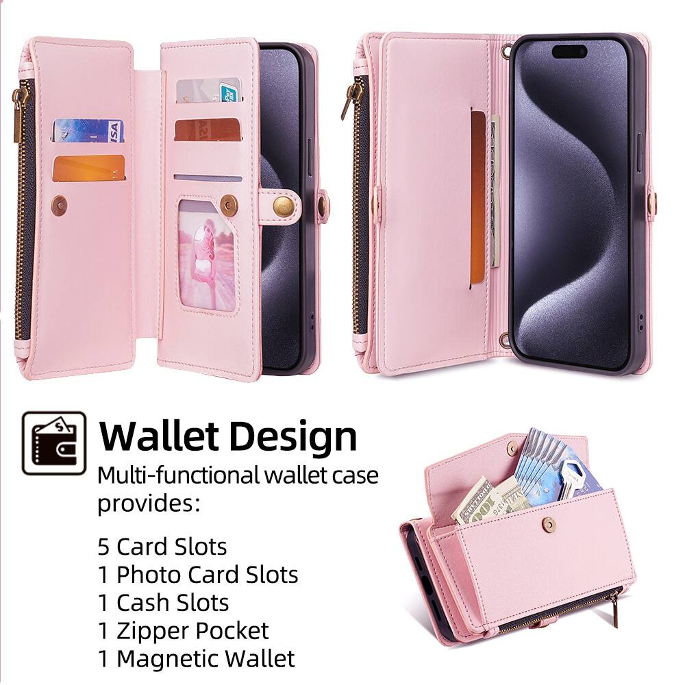2 ISA Wallet Design Multi-functional wallet case provides: 5 Card Slots 1 Photo Card Slots 1 Cash Slots 1 Zipper Pocket 1 Magnetic Wallet