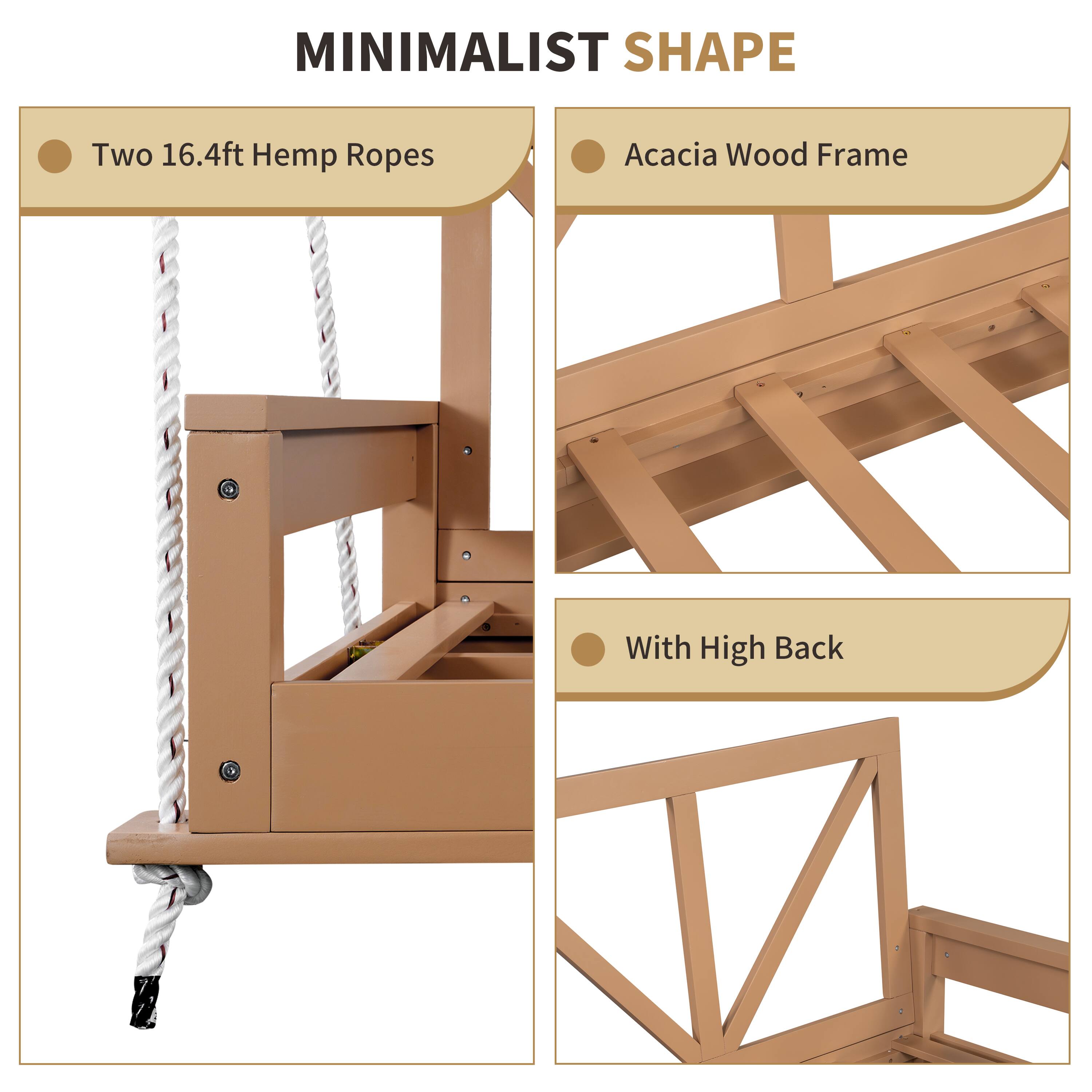 MINIMALIST SHAPE

- Two 16.4ft Hemp Ropes
- Acacia Wood Frame
- With High Back